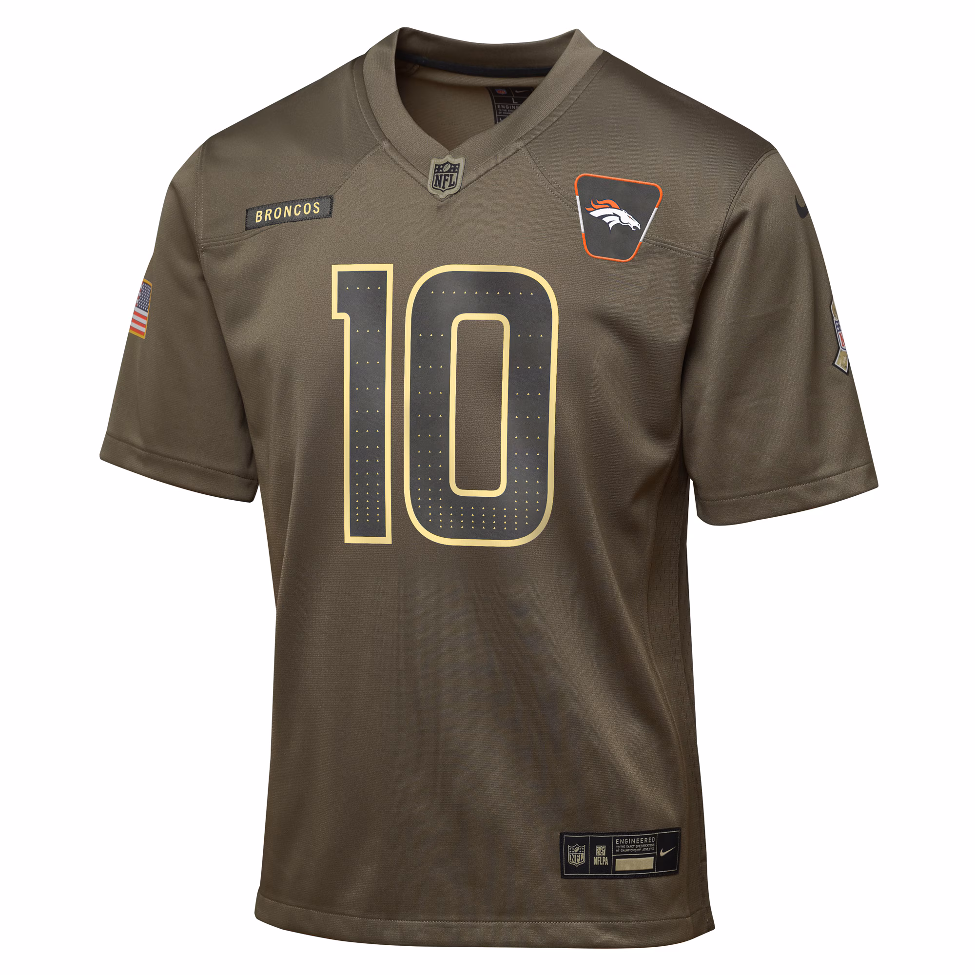 Youth Denver Broncos Bo Nix Olive 2025 Salute to Service Game Jersey