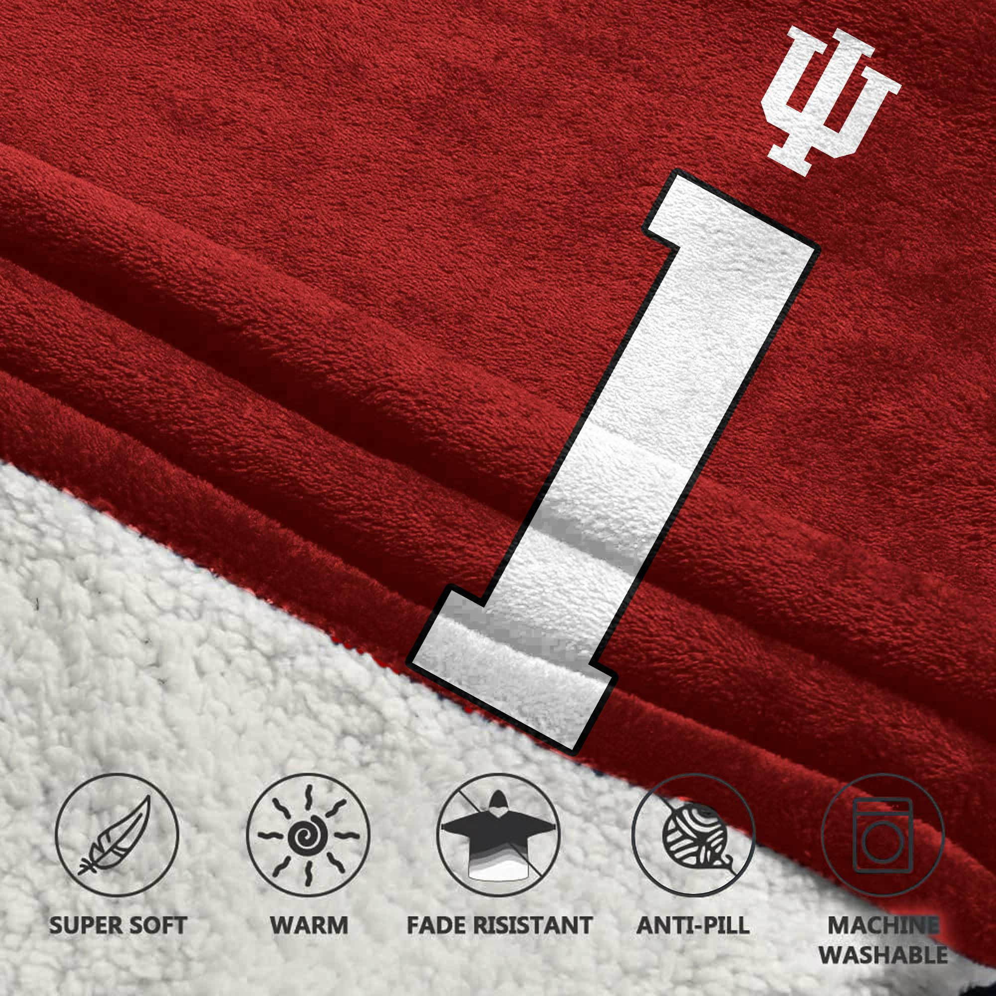 Adult #1 Indiana Football Unisex Blanket Hoodie