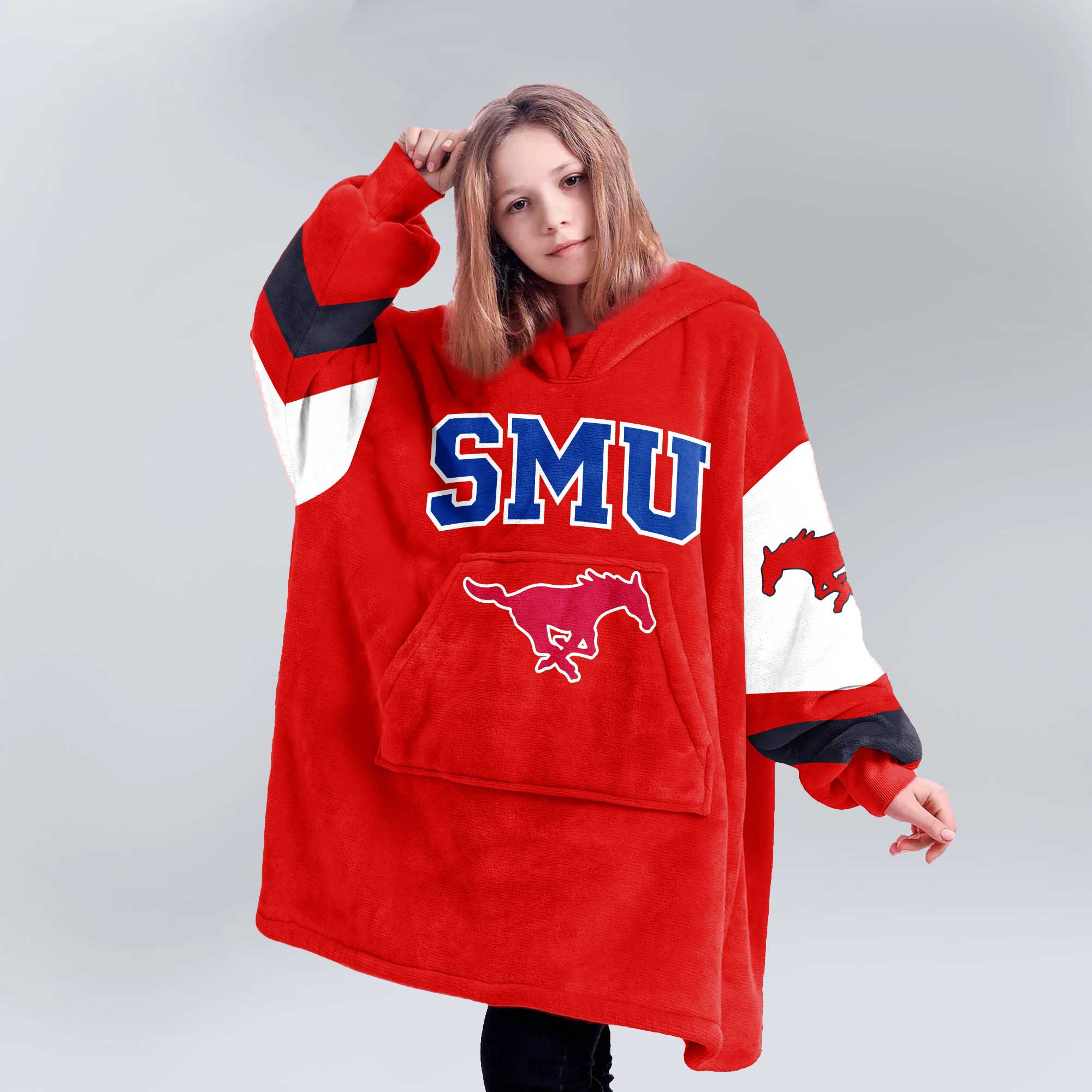 Adult SMU Football Unisex Blanket Hoodie