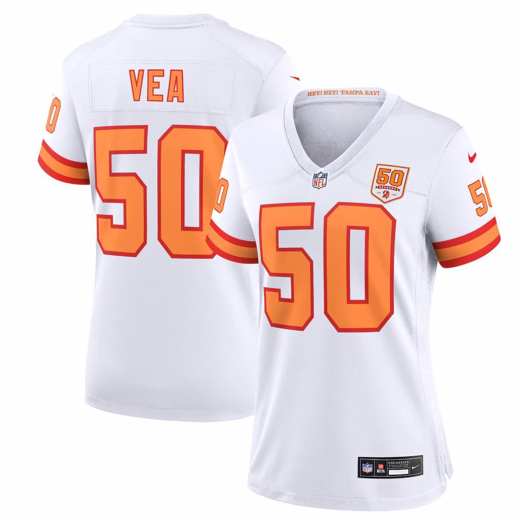 Vita Vea #50  '76 Tampa Bay Buccaneers Women's 50th Season Game Jersey - White
