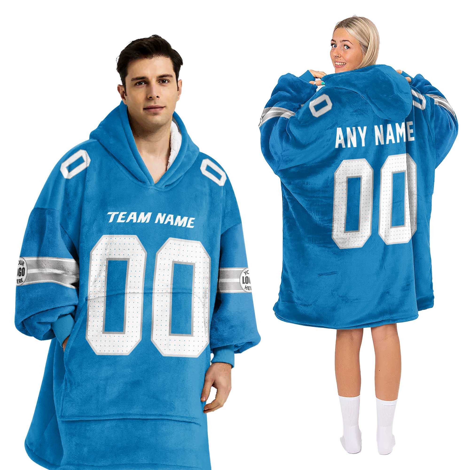 Adult Custom Blanket Hoodie Detroit Inspired Color