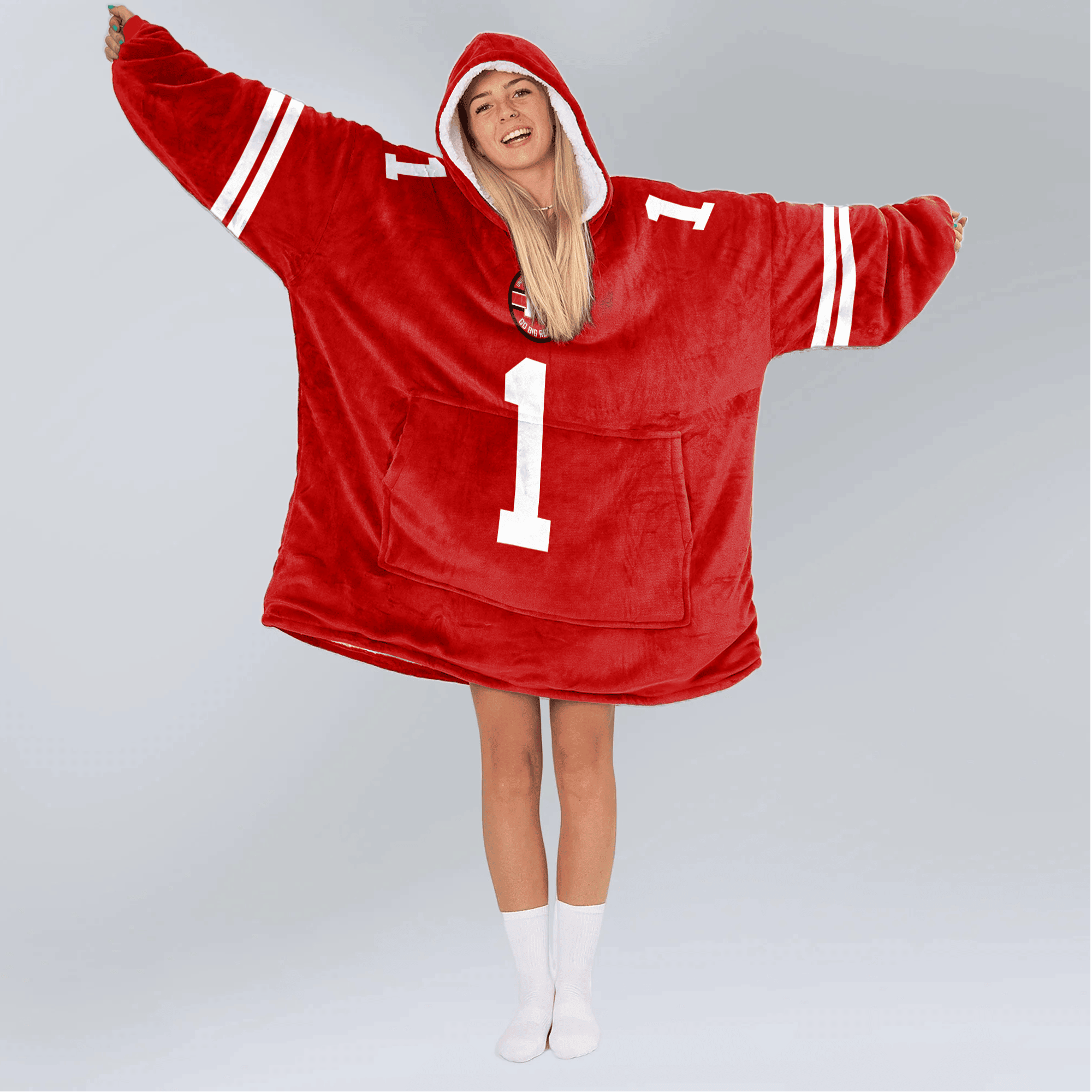 Adult 1 Nebraska Football Unisex Blanket Hoodie