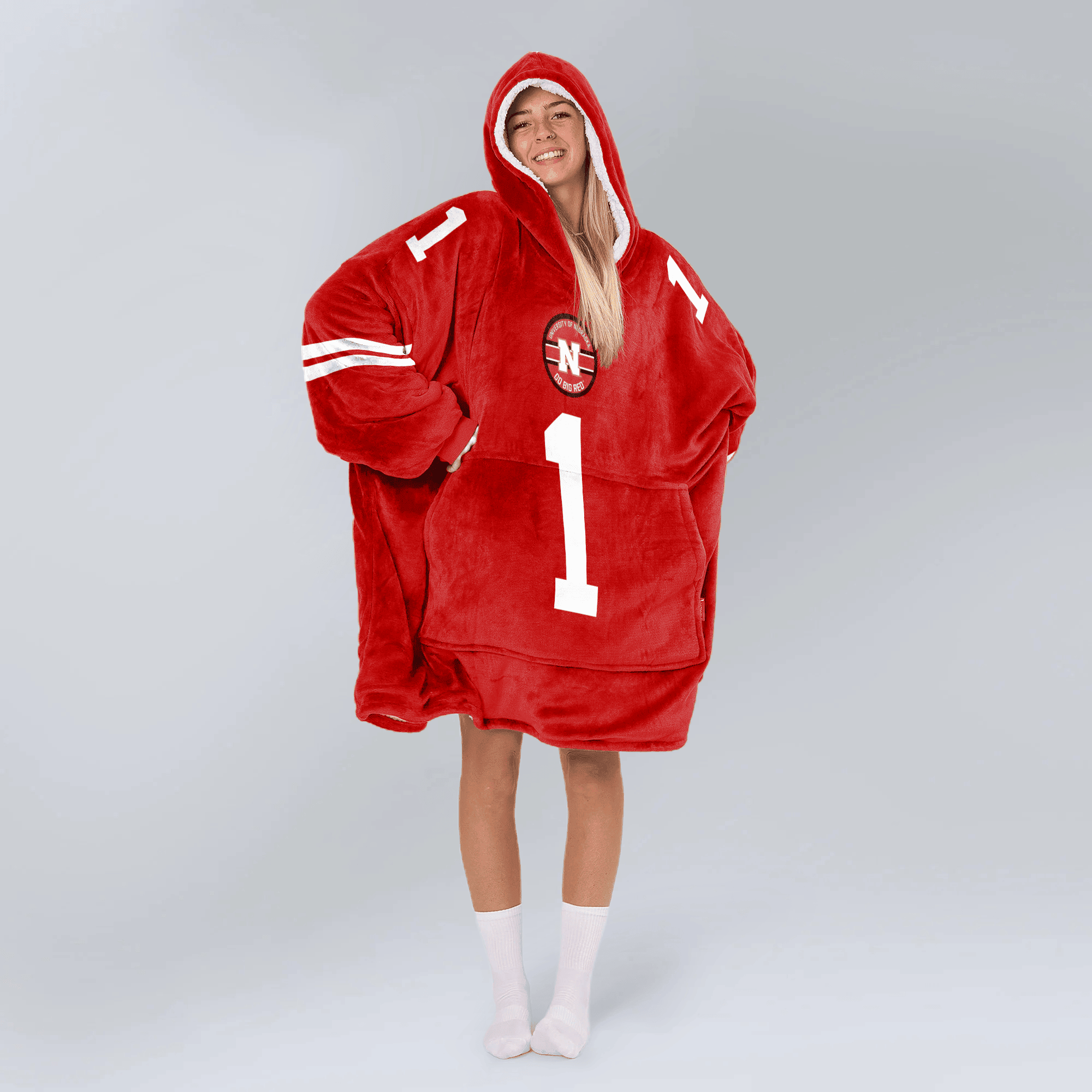 Adult 1 Nebraska Football Unisex Blanket Hoodie