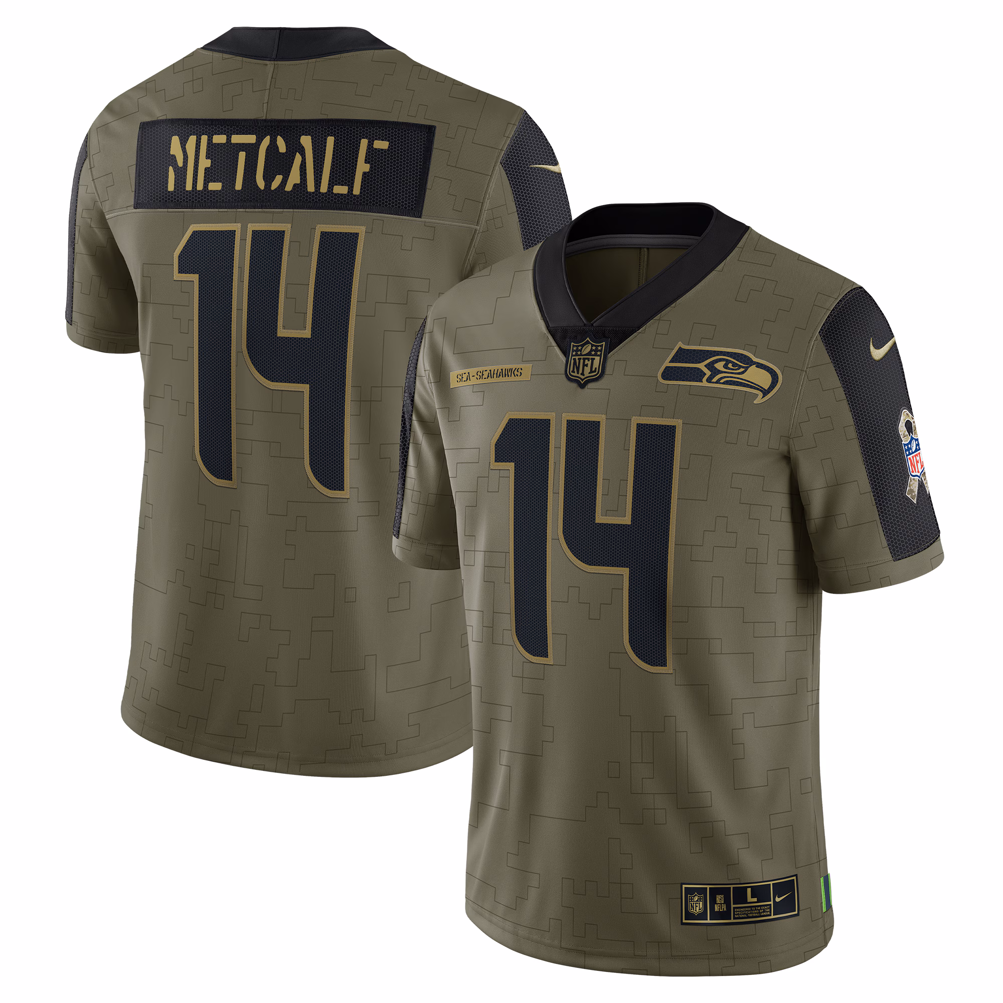 DK Metcalf Seattle Seahawks Salute To Service Limited Player Jersey - Olive
