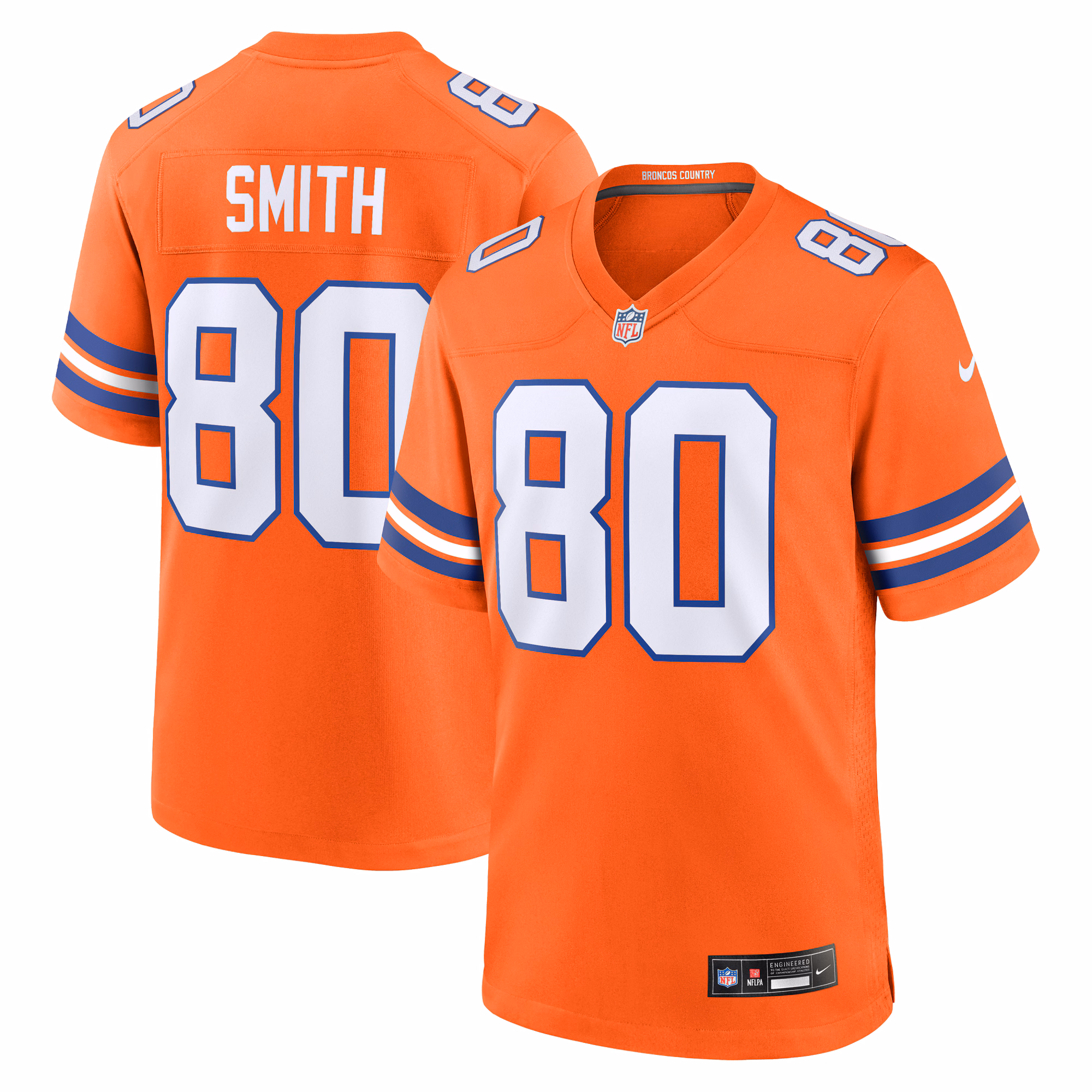 Rod Smith Denver Broncos Mile High Collection 1977 Throwback Retired Player Game Jersey - Orange