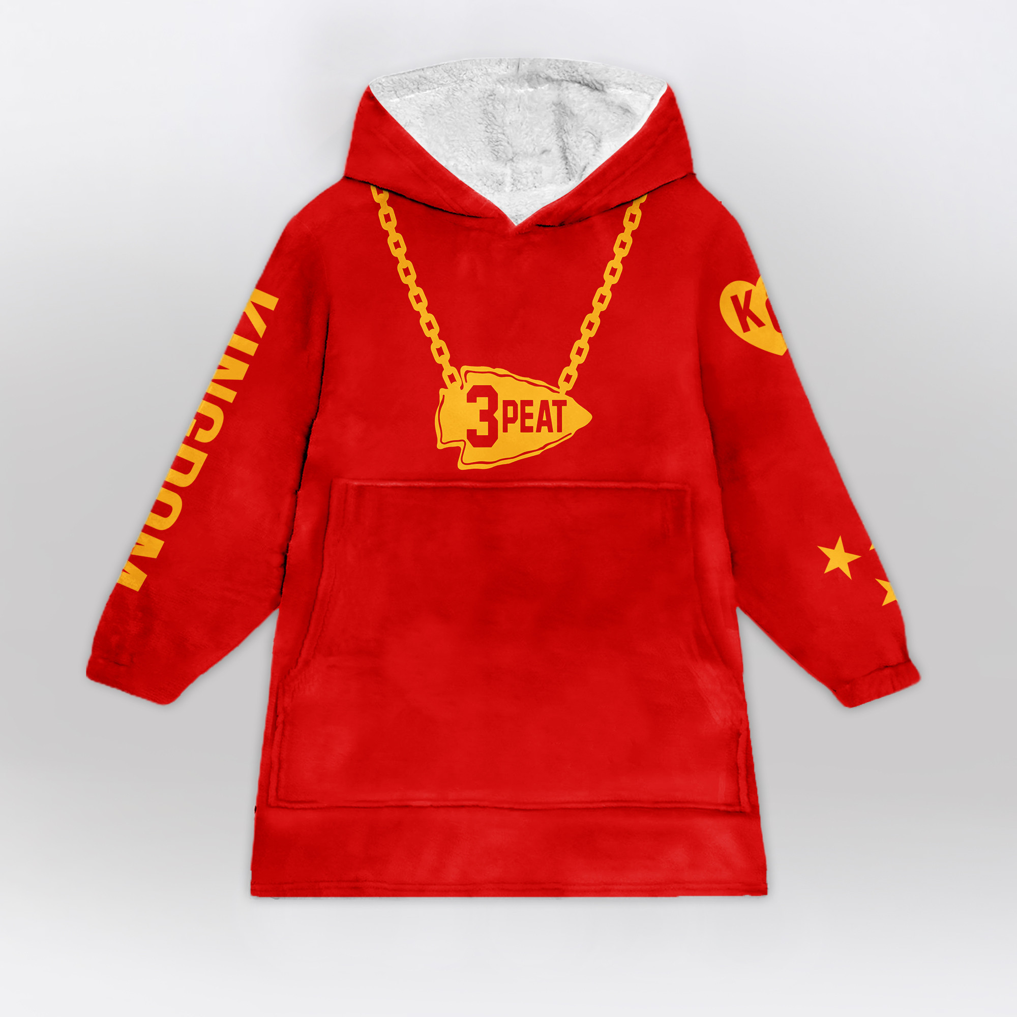 Adult 3 Peat Kansas City Football Unisex Blanket Hoodie