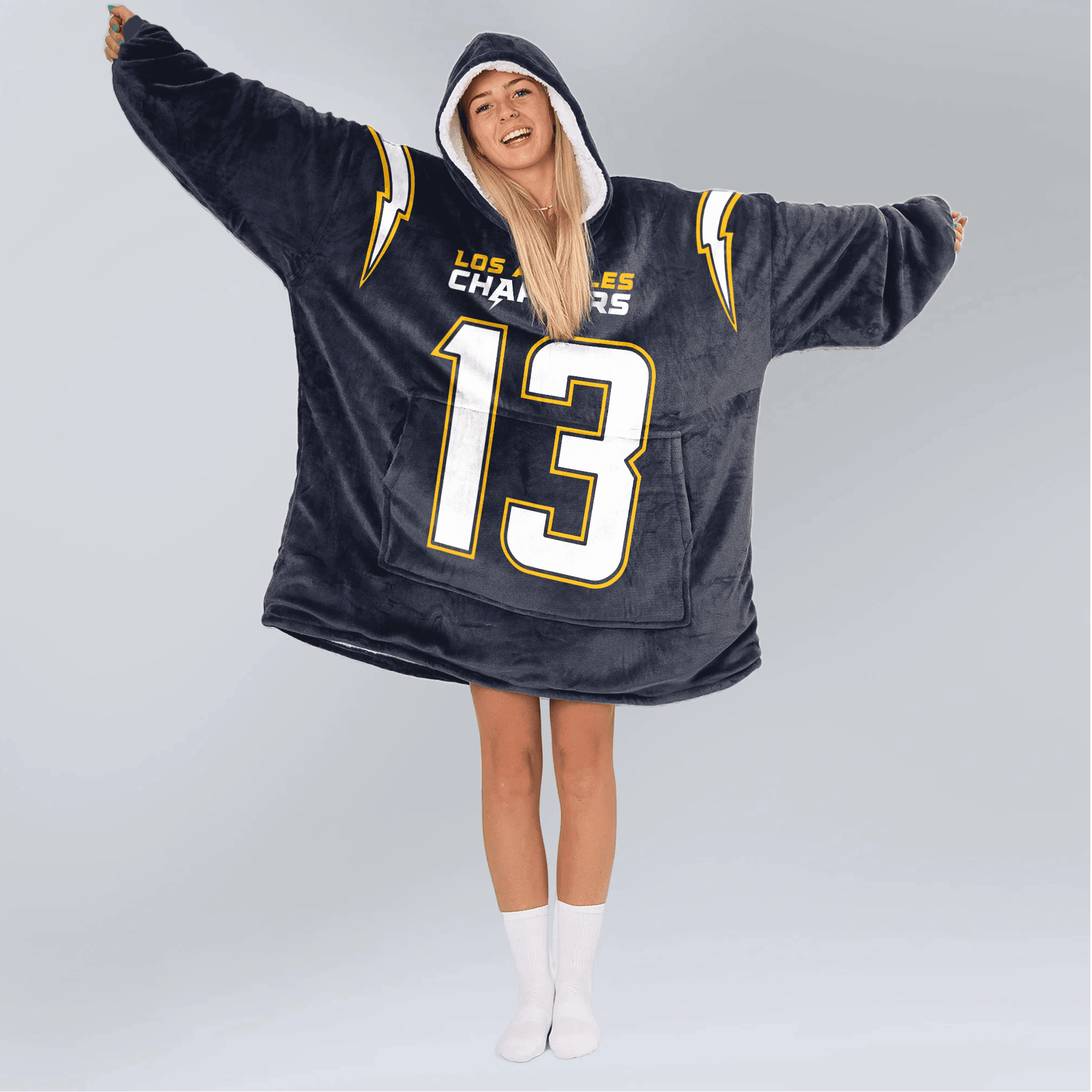 Adult 13 Los Angeles C Football Unisex Blanket Hoodie