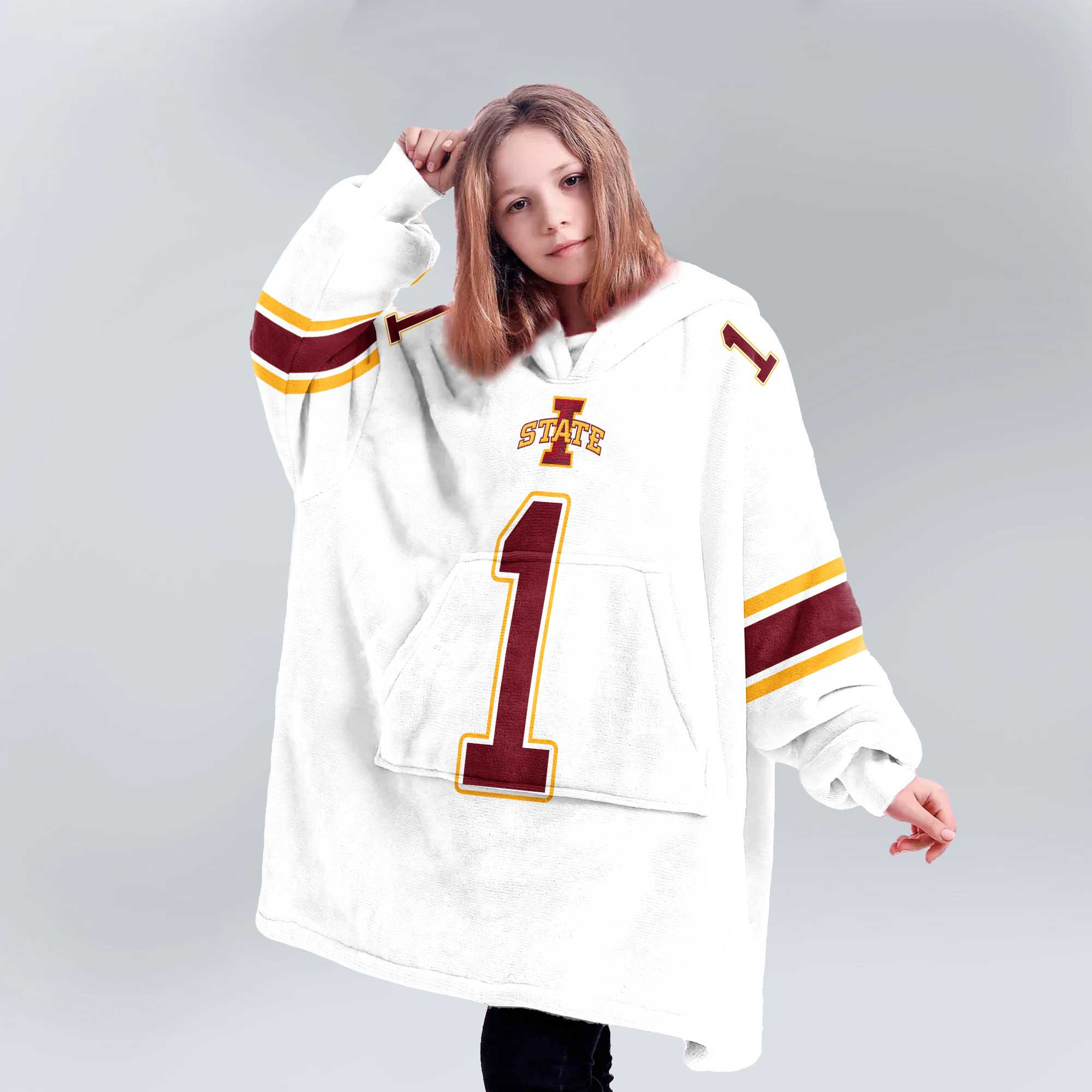 Adult #1 Iowa State Football Unisex Blanket Hoodie
