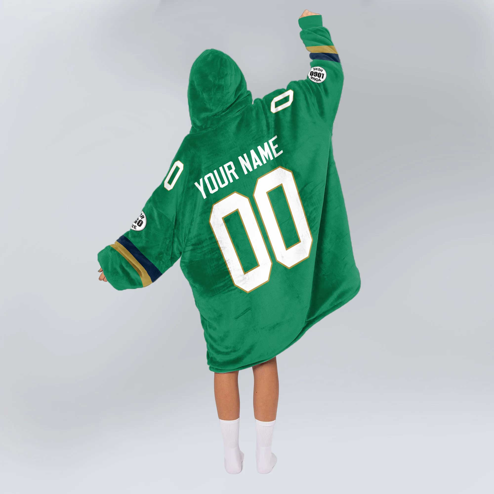 Adult Custom Blanket Hoodie Notre Dame Inspired Color
