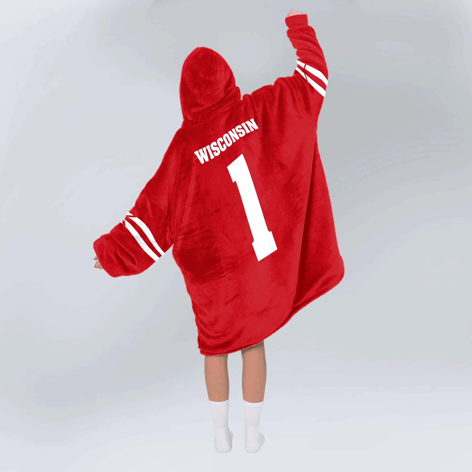 Adult #1 Wisconsin Football Unisex Blanket Hoodie