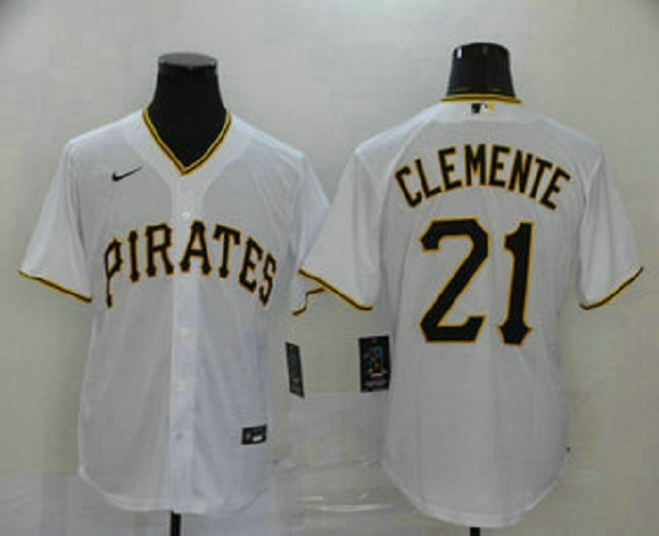 Men's Pittsburgh Pirates #21 Roberto Clemente White Stitched MLB Cool Base  Jersey