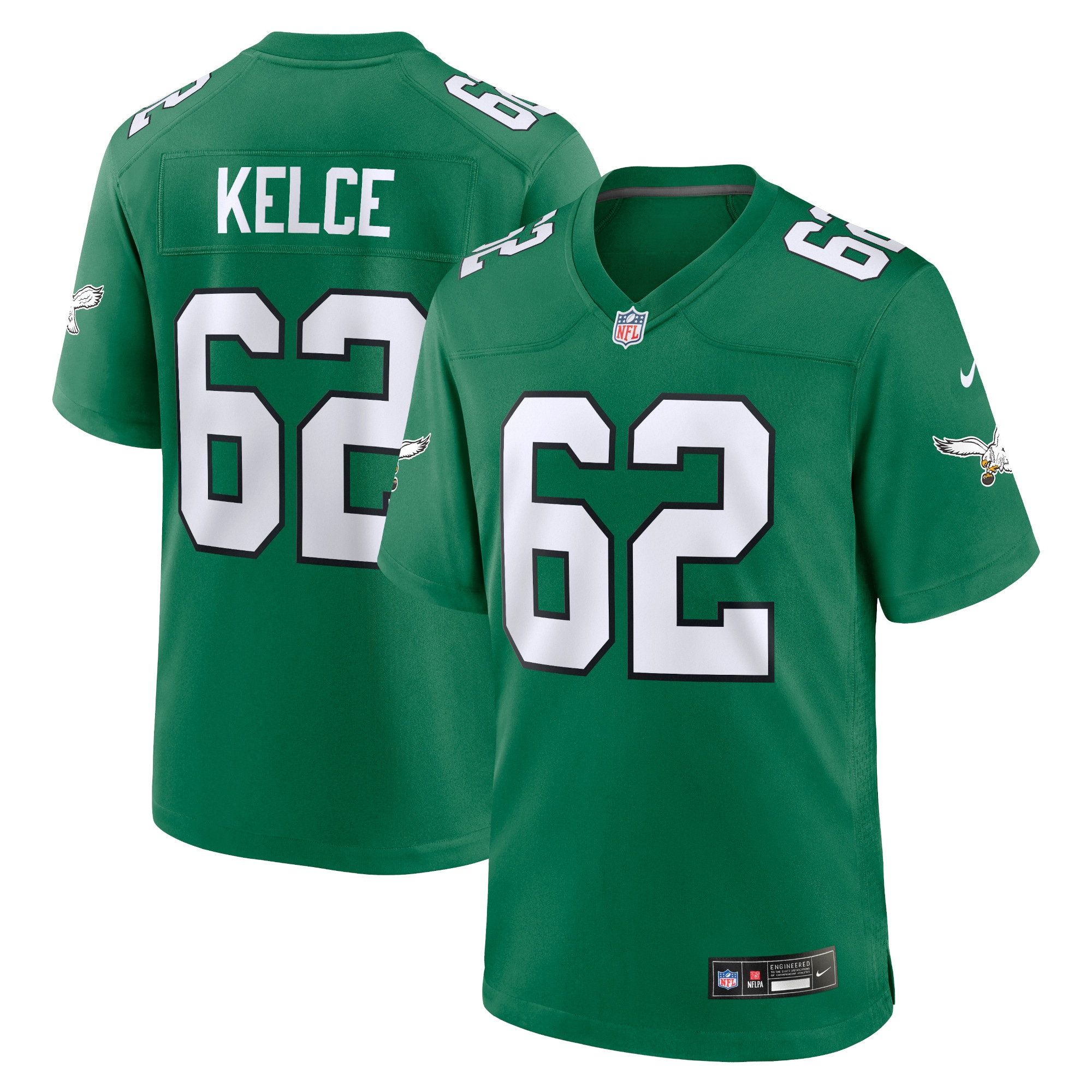 Jason Kelce Philadelphia Eagles  Alternate Game Player Jersey - Kelly Green