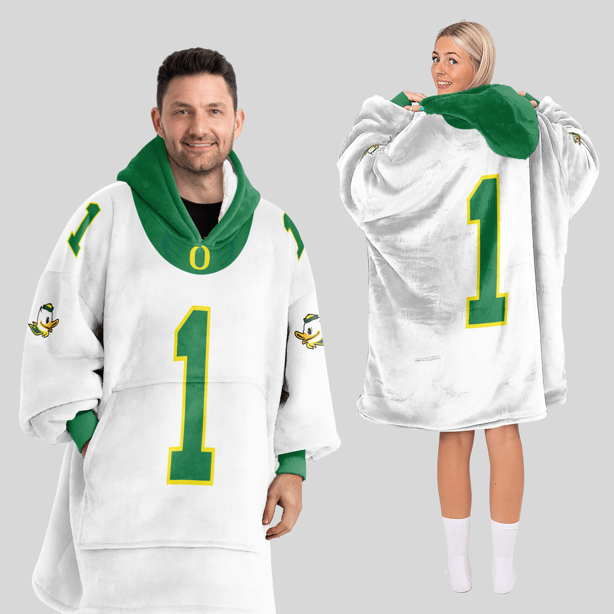 Adult #1 Oregon Football Unisex Blanket Hoodie