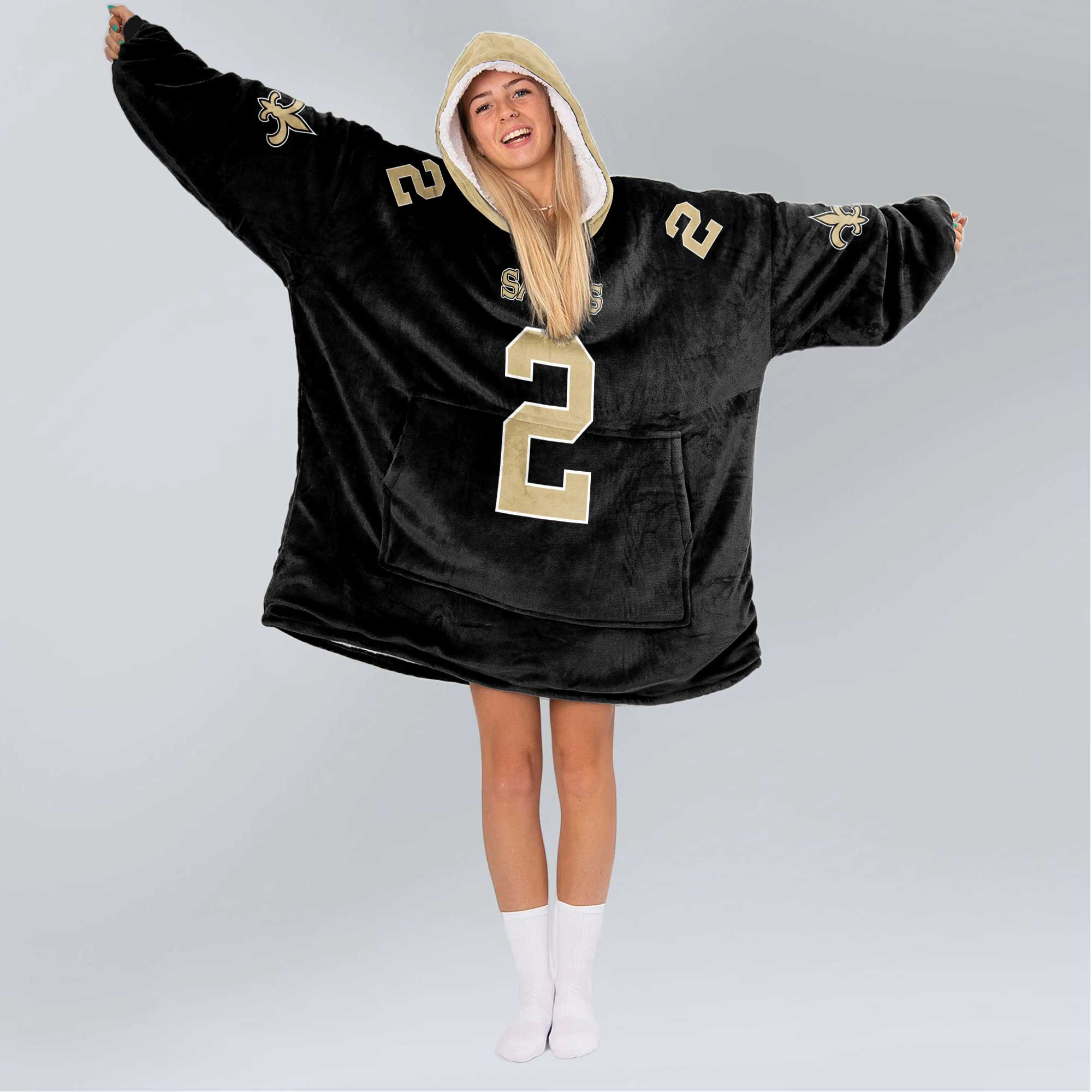 Adult S.R 2 New Orleans Football Unisex Blanket Hoodie