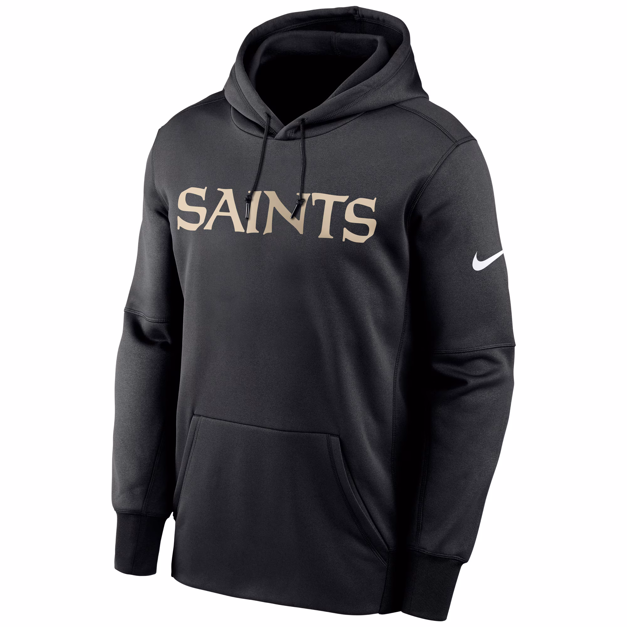 New Orleans Saints Fan Gear Wordmark Performance Pullover Hoodie - Black