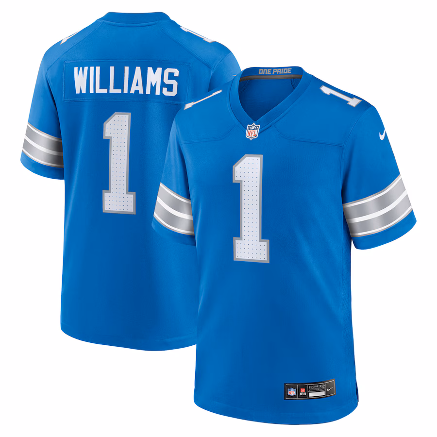 Men's Jameson Williams #1 Blue Detroit Lions Game Player Jersey