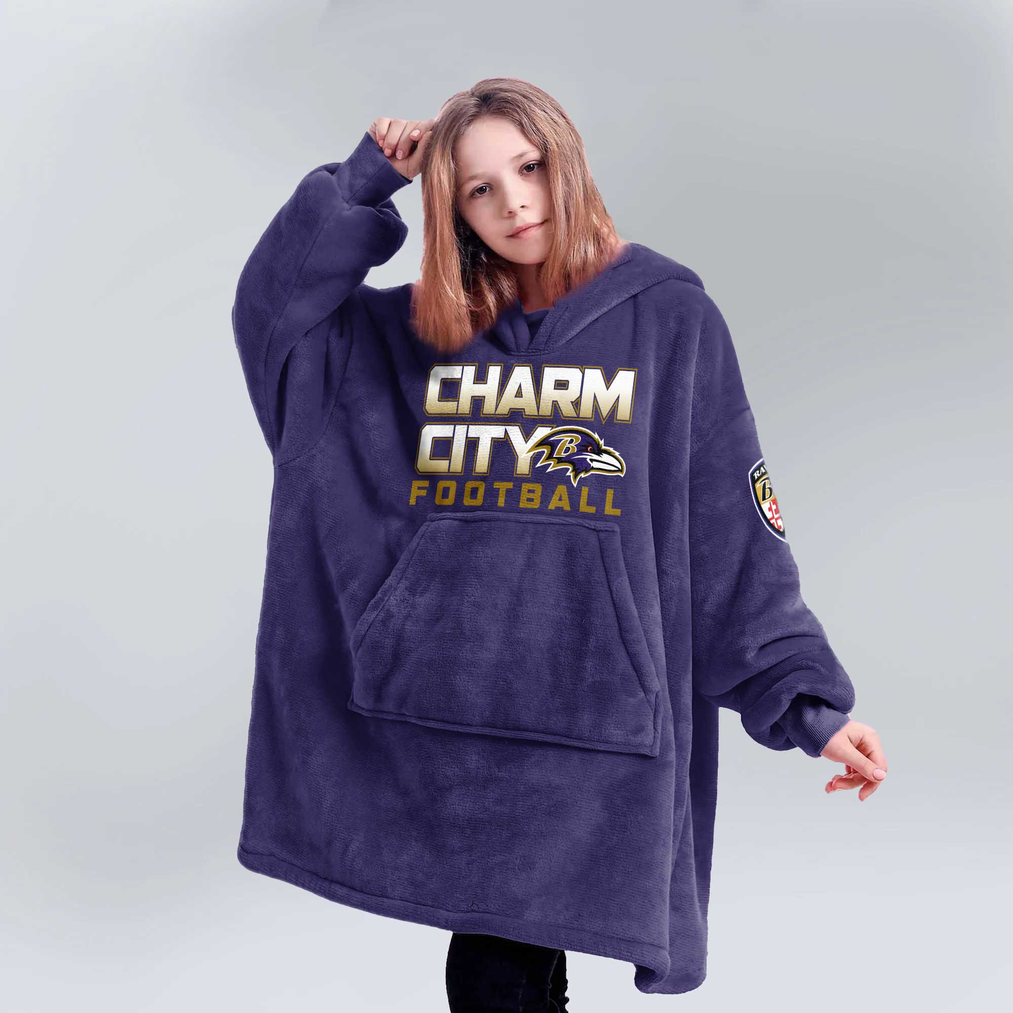 Kid 8 Baltimore Football Unisex Blanket Hoodie