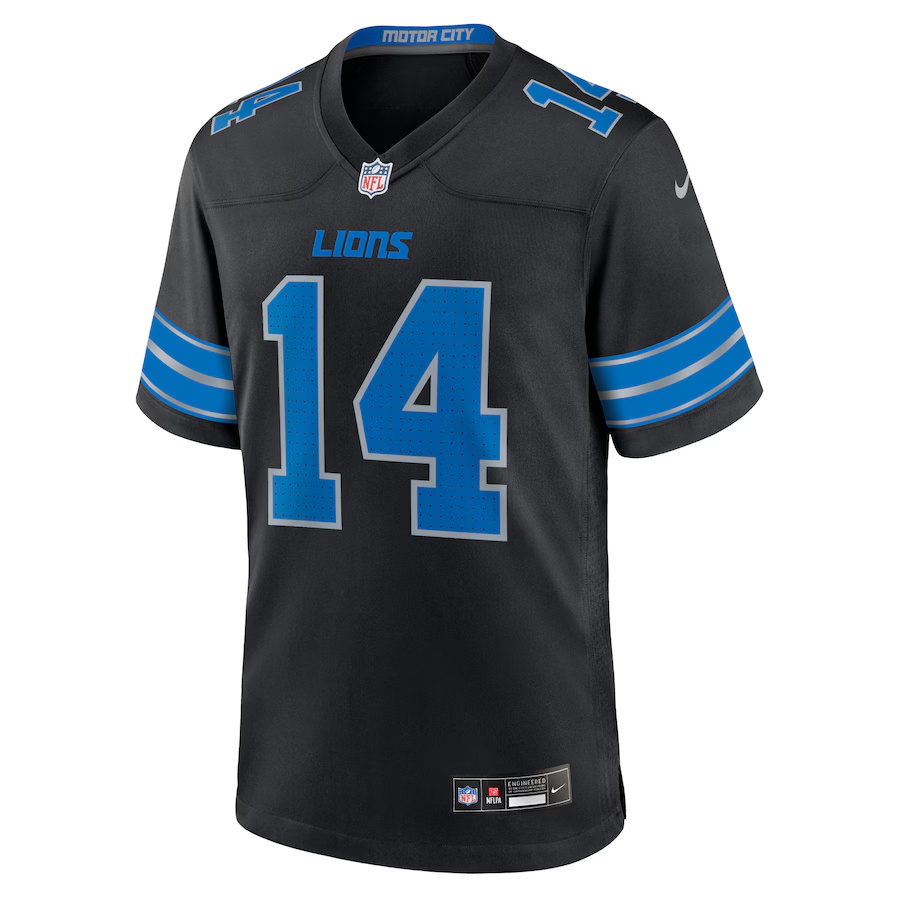 Men's Amon-Ra St. Brown #14 Black Detroit Lions 2nd Alternate Game Jersey