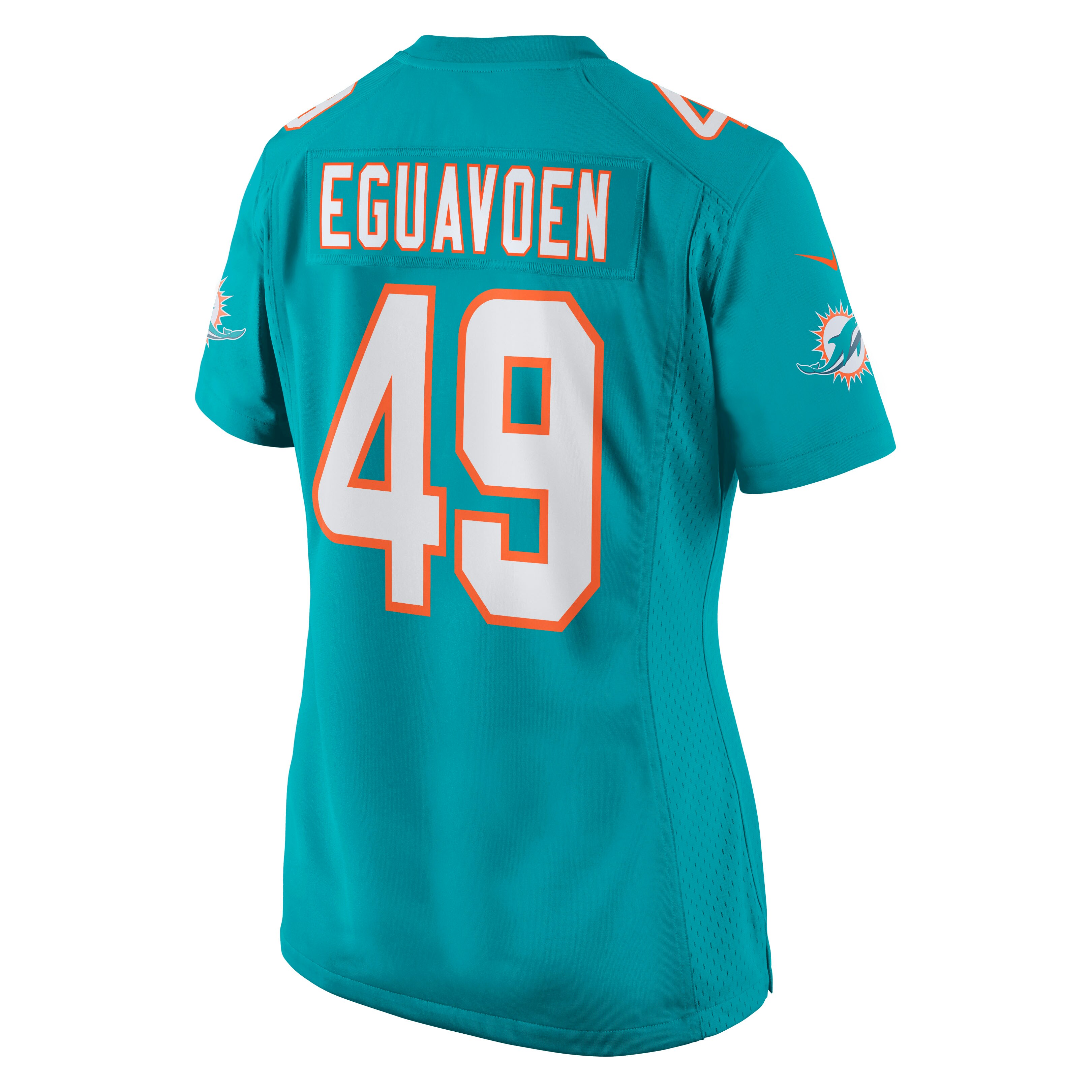 Sam Eguavoen Miami Dolphins  Women's Game Jersey - Aqua