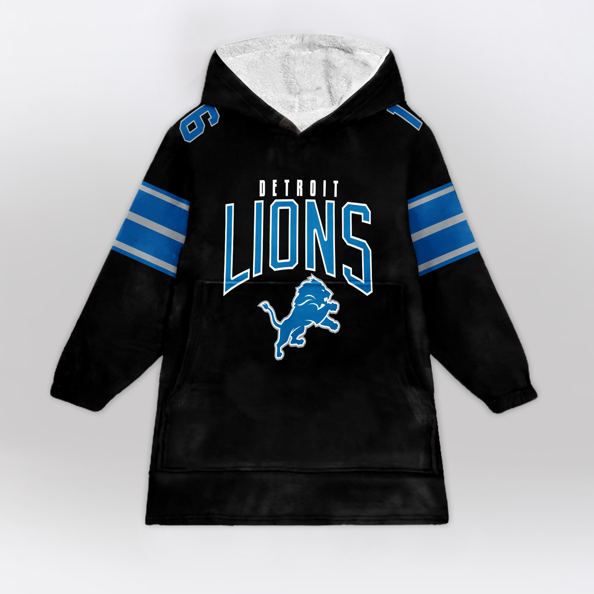 Adult JG 16 Detroit Football Unisex Blanket Hoodie