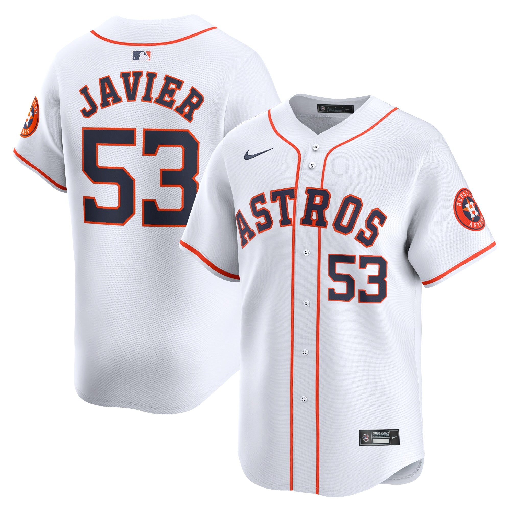 Men's Houston Astros Cristian Javier  White Home Limited Player Jersey
