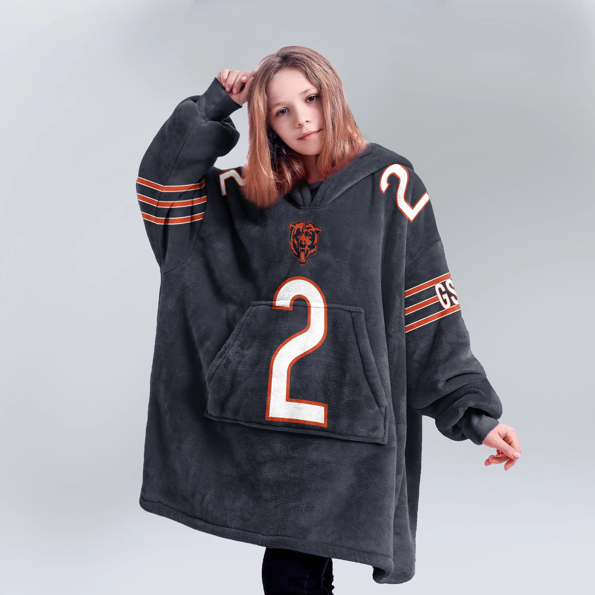 Adult 2 Chicago Football Unisex Blanket Hoodie