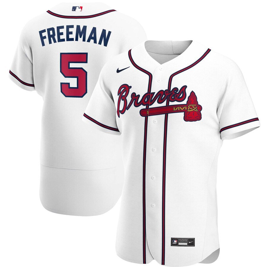 Men's  Atlanta Braves #5 Freddie Freeman White Home 2020 Player MLB Jersey