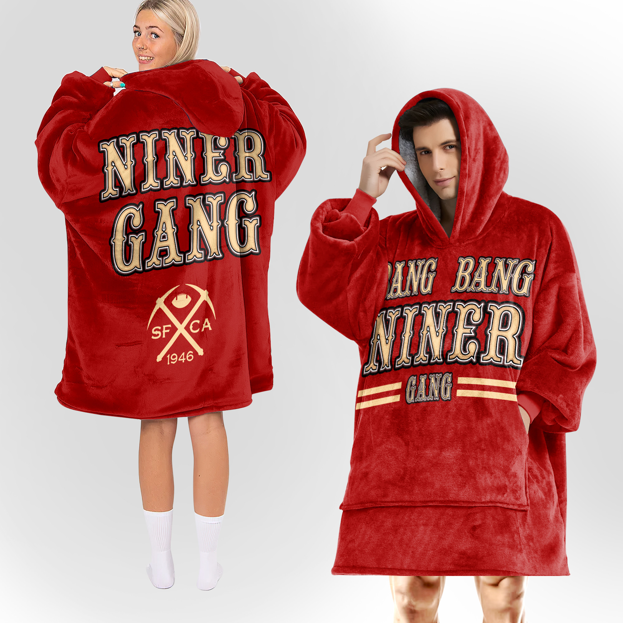 Adult San Francisco 49ers Football Unisex Blanket Hoodie