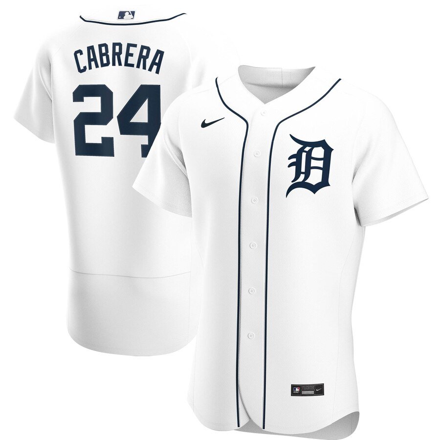 Men's  Detroit Tigers #24 Miguel Cabrera White Home 2020 Player MLB Jersey