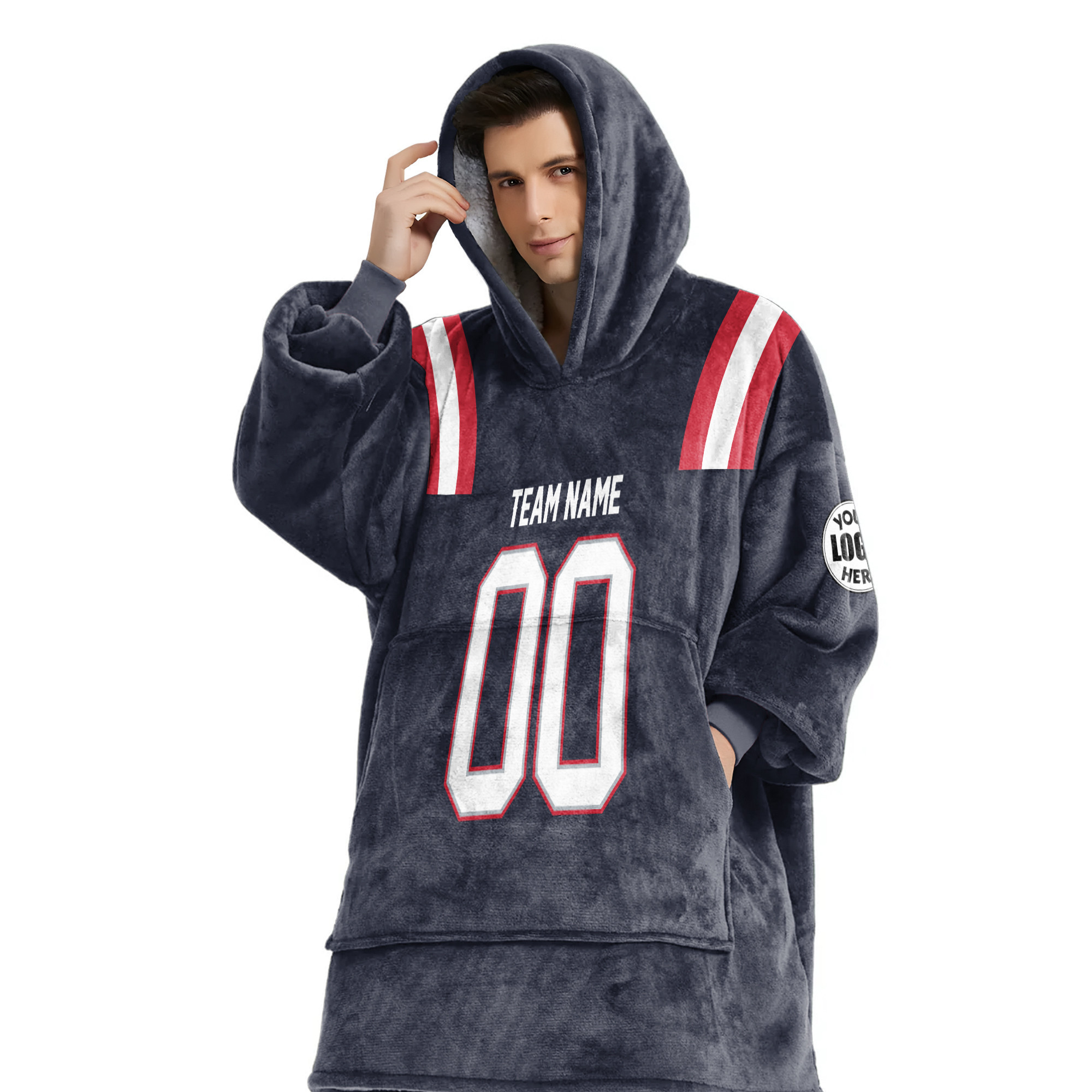 Adult Custom Blanket Hoodie New England Inspired Color