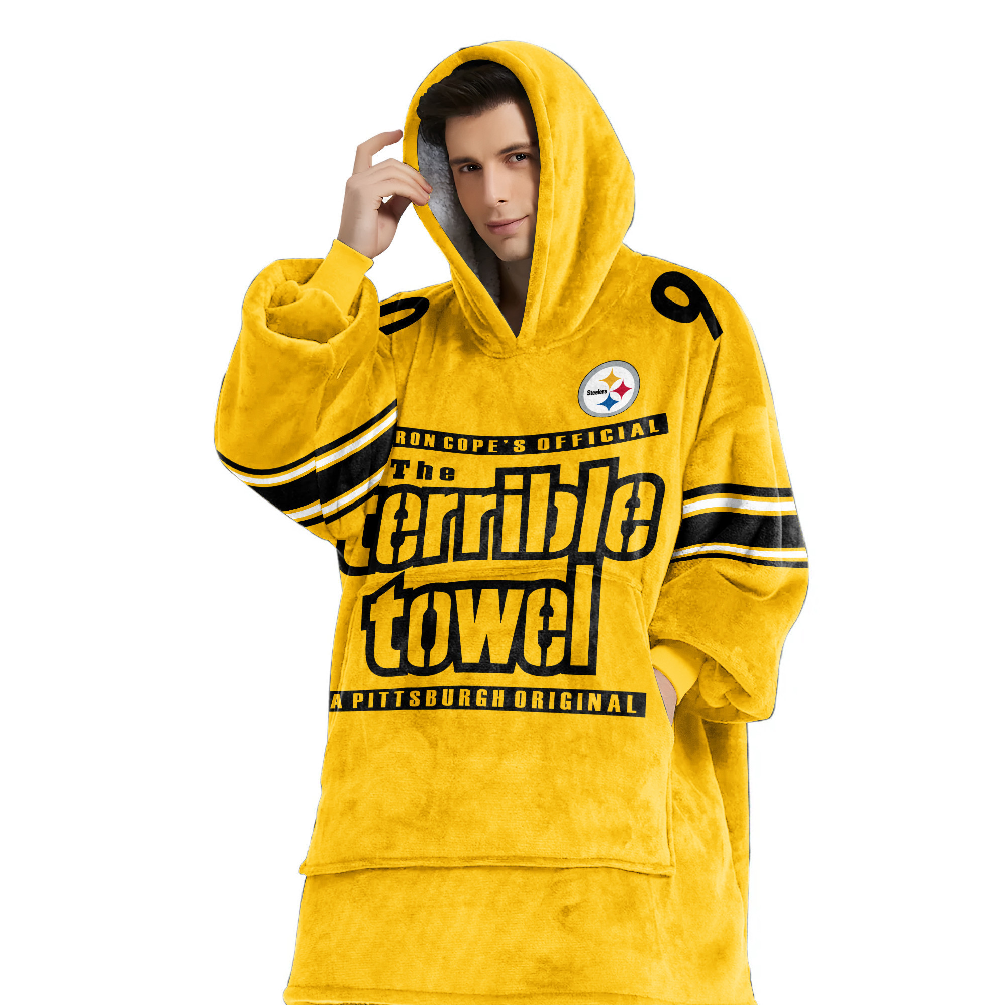 Adult Terrible Towel 90 Pittsburgh Football Unisex Blanket Hoodie