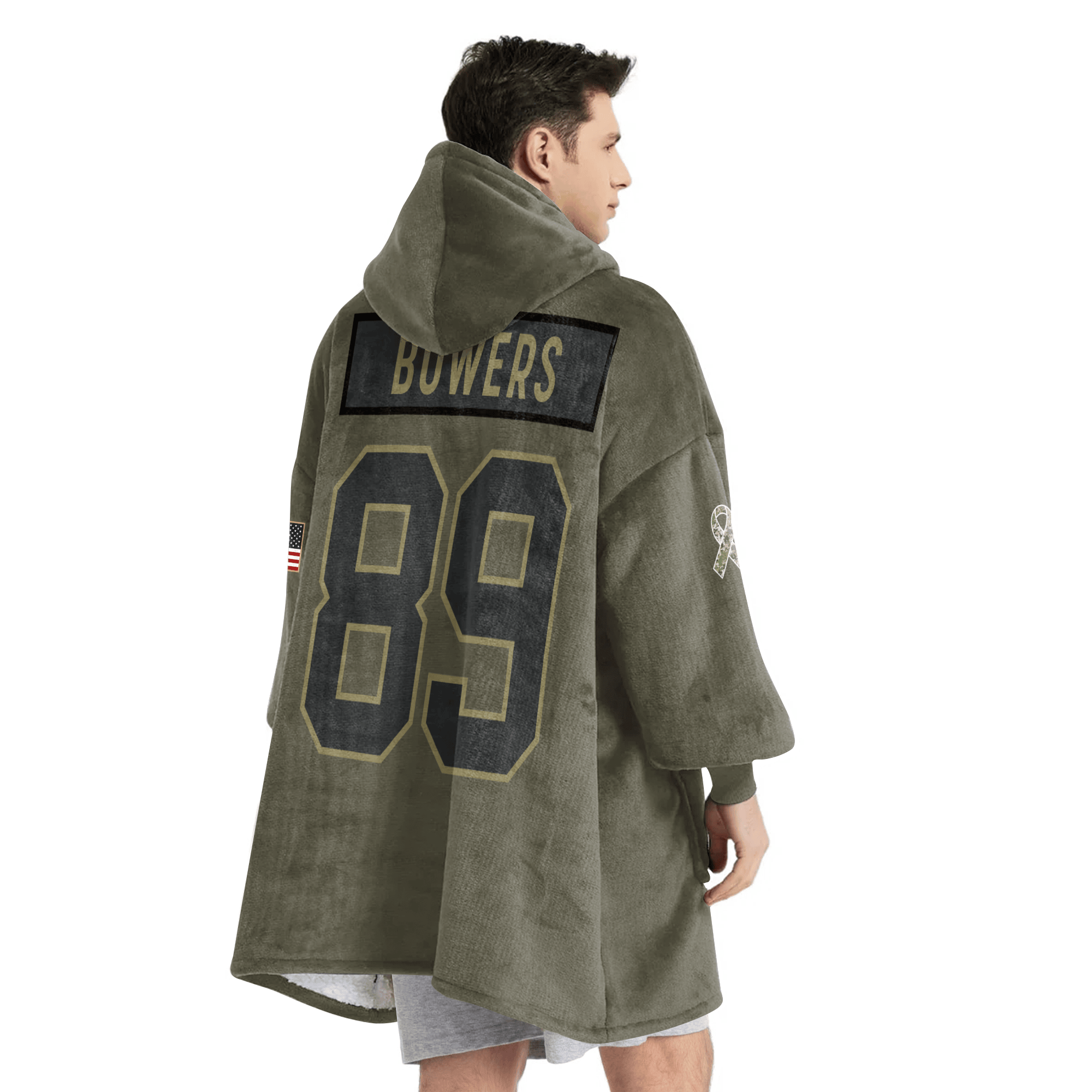 Adult B.B 89 Las Vegas Football Blanket Hoodie – Olive Salute to Service