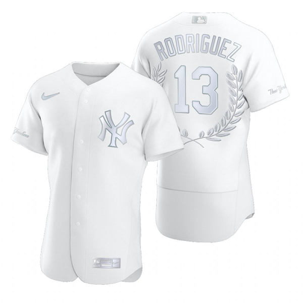 Men's New York Yankees #13 Alex Rodriguez White  Flexbase Fashion Jersey