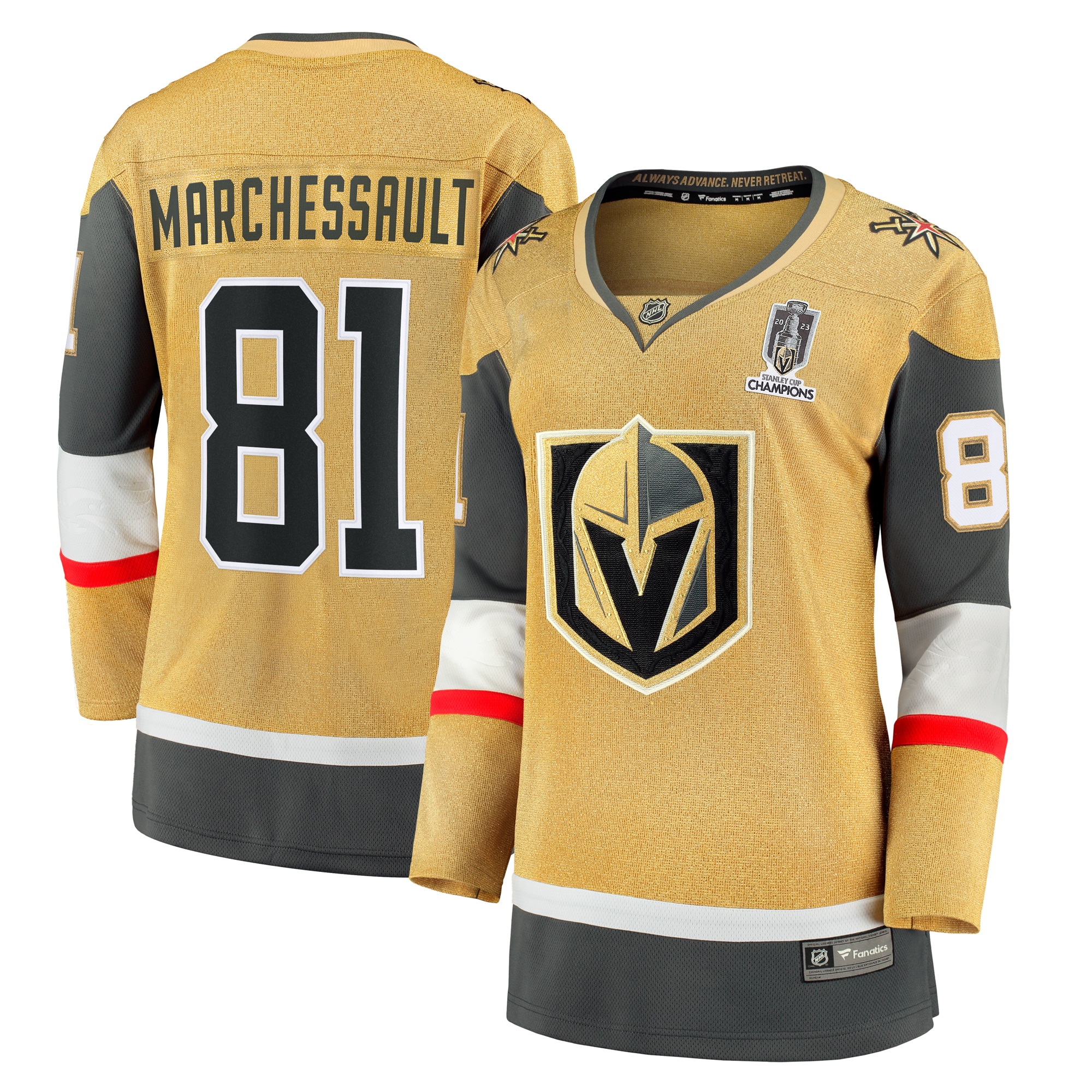 Jonathan Marchessault Vegas Golden Knights Women's 2023 Stanley Cup Champions Home Breakaway Player Jersey - Gold