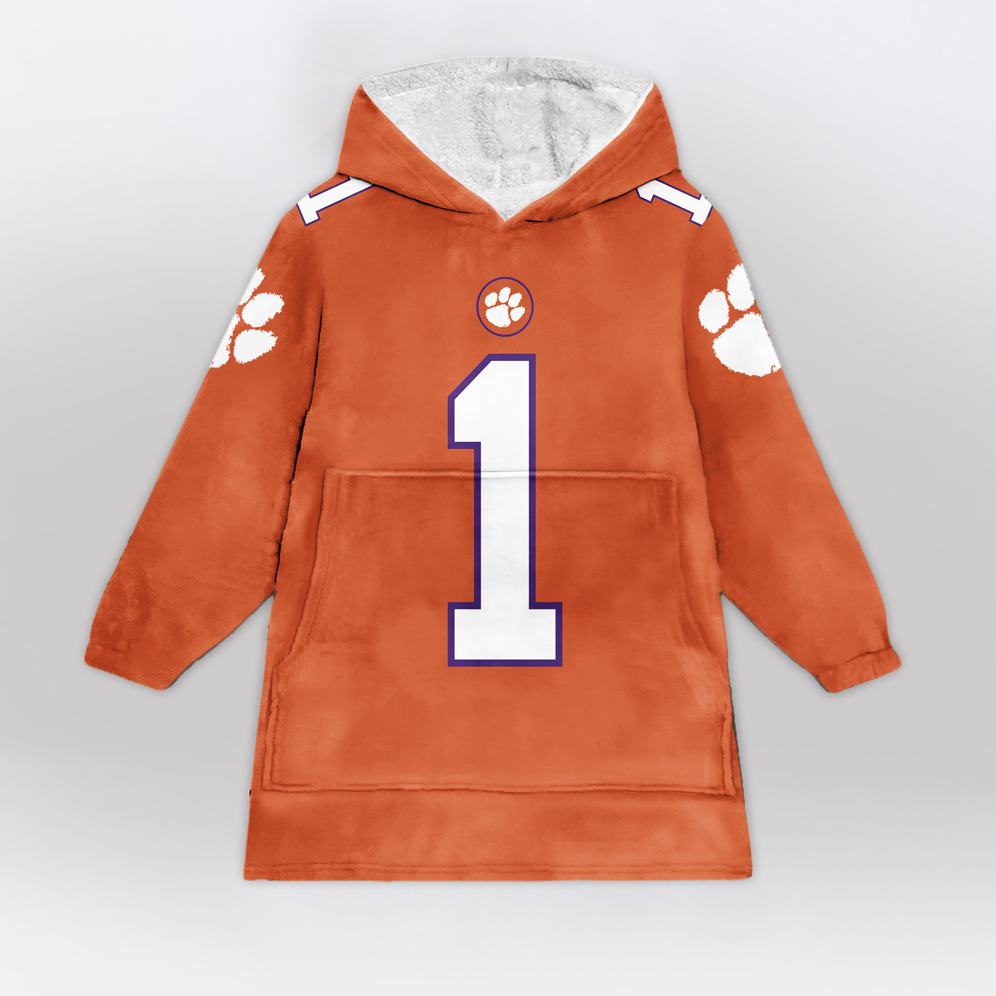 Adult #1 Clemson Football Unisex Blanket Hoodie