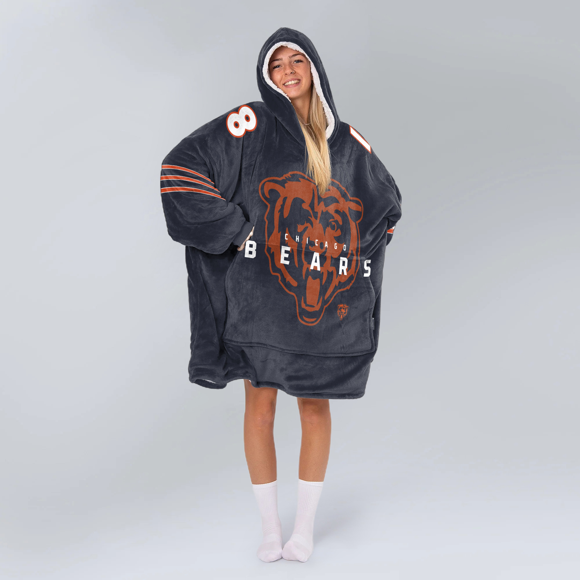 Adult 18 Chicago Football Unisex Blanket Hoodie