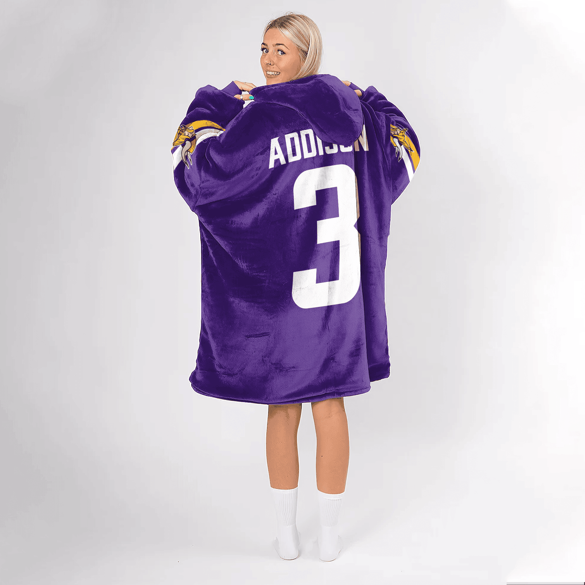 Adult 3 Minnesota Football Unisex Blanket Hoodie