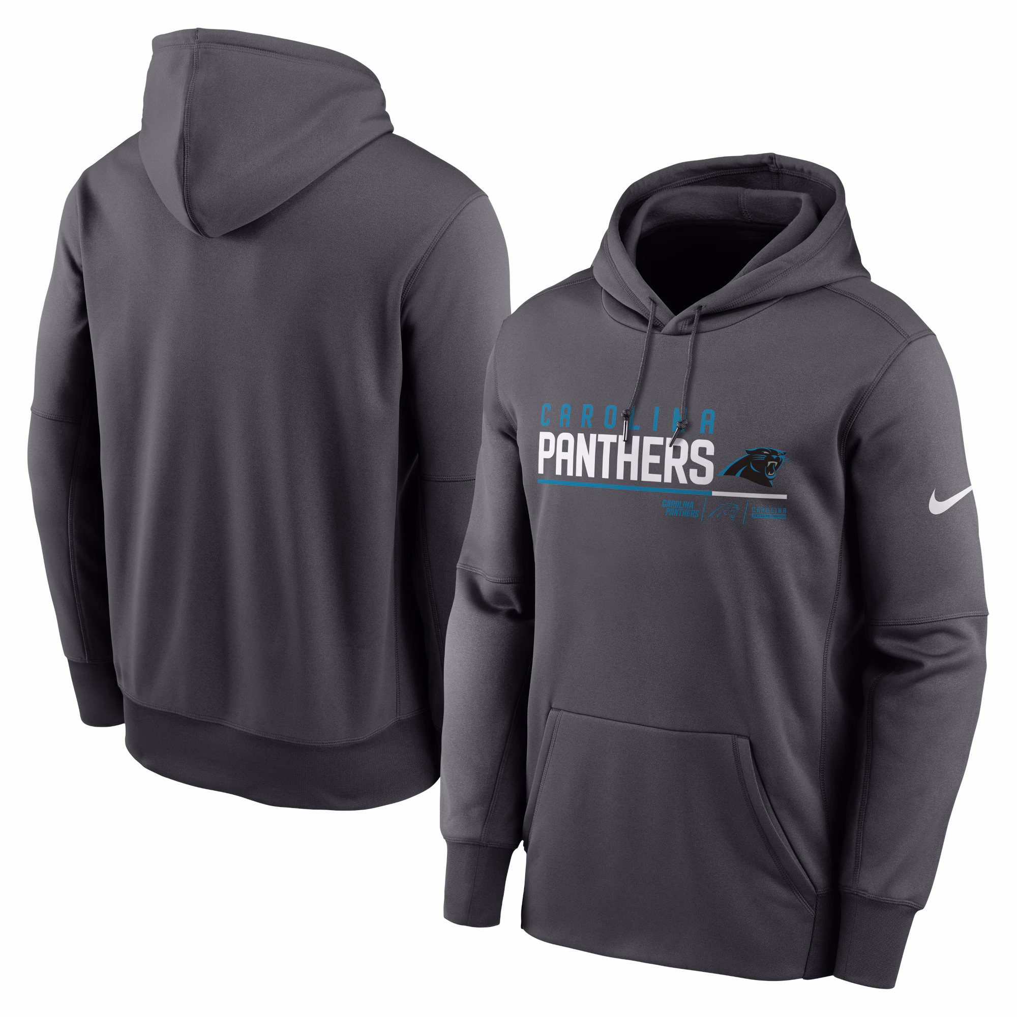 Carolina Panthers Prime Logo Name Split Pullover Hoodie - Anthracite