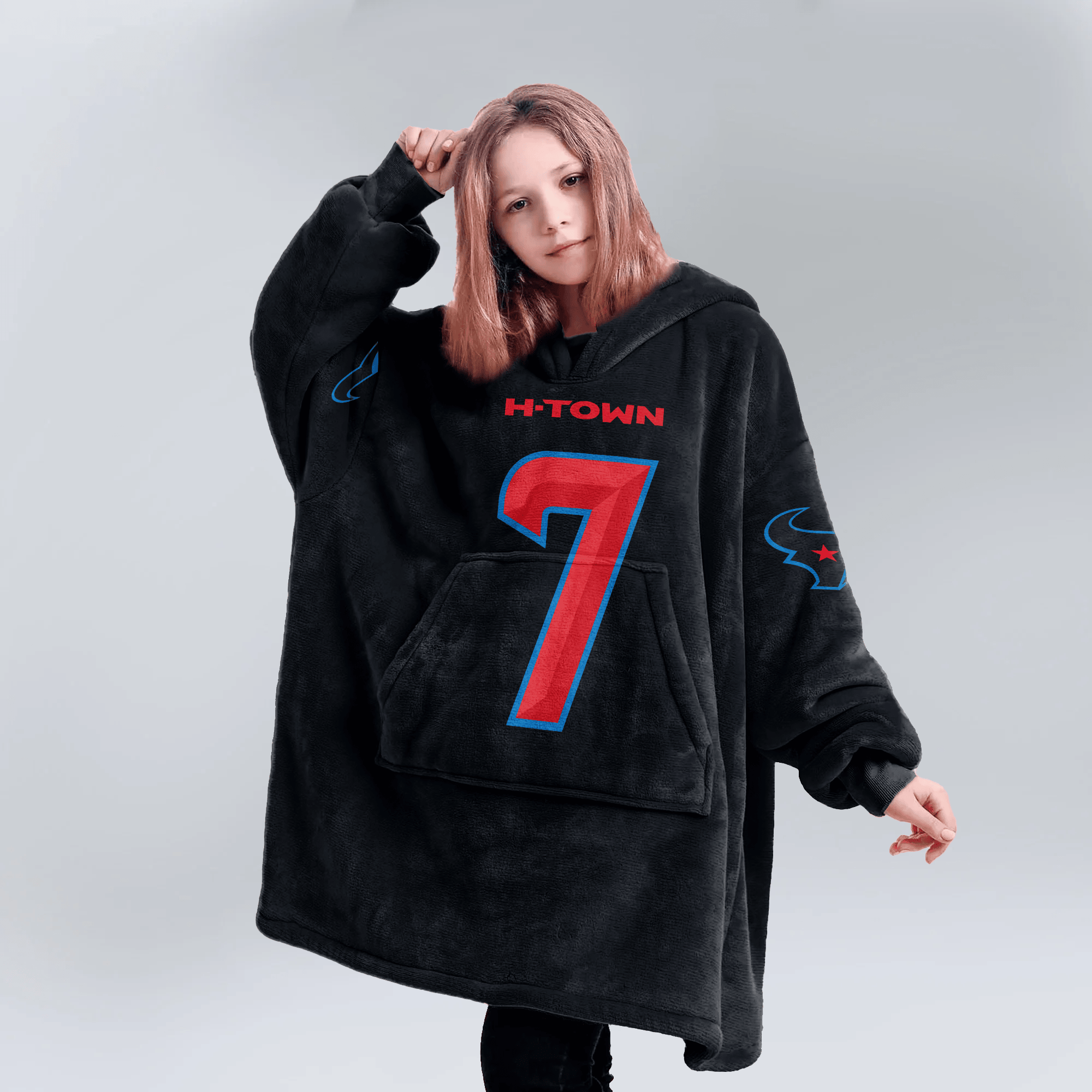 Kid C.J.S 7 Houston Football Unisex Blanket Hoodie