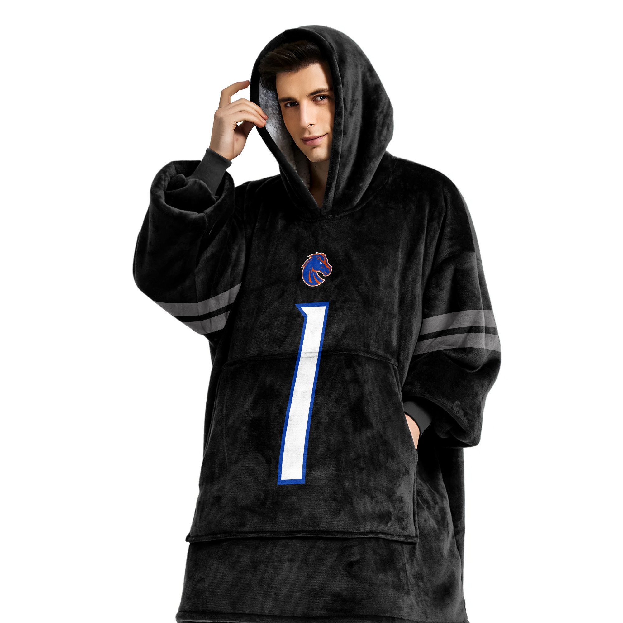 Adult #1 Boise State Football Unisex Blanket Hoodie