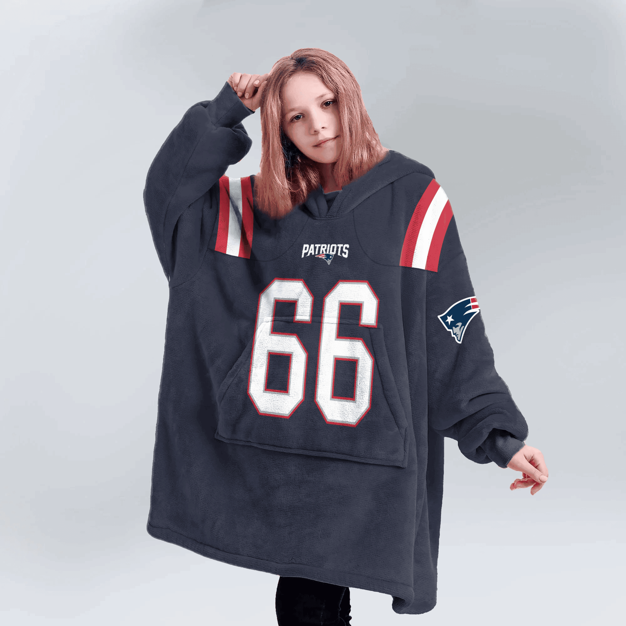Kid 66 New England Football Unisex Blanket Hoodie