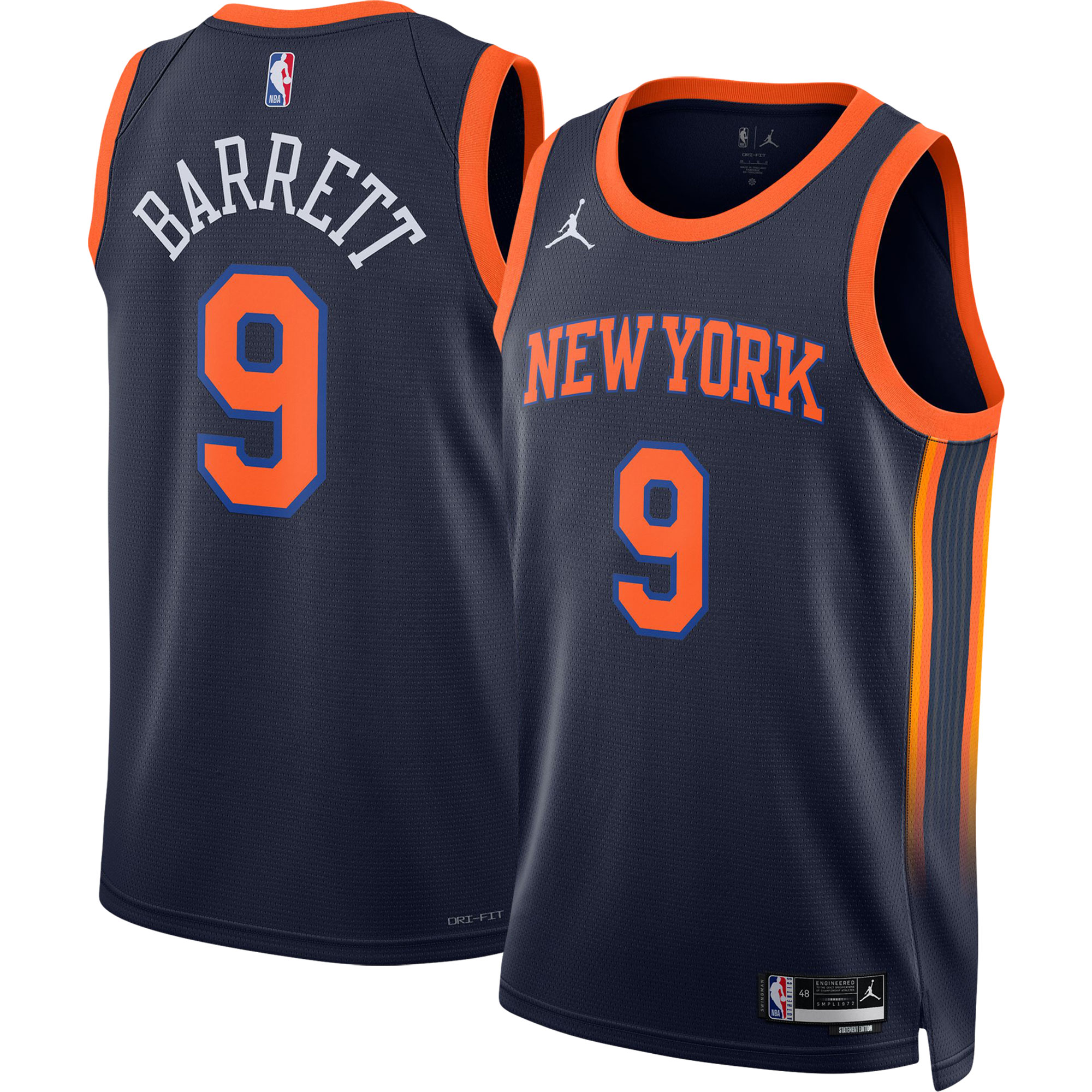 RJ Barrett 2022/23 New York Knicks  Unisex Swingman Jersey - Statement Edition - Navy