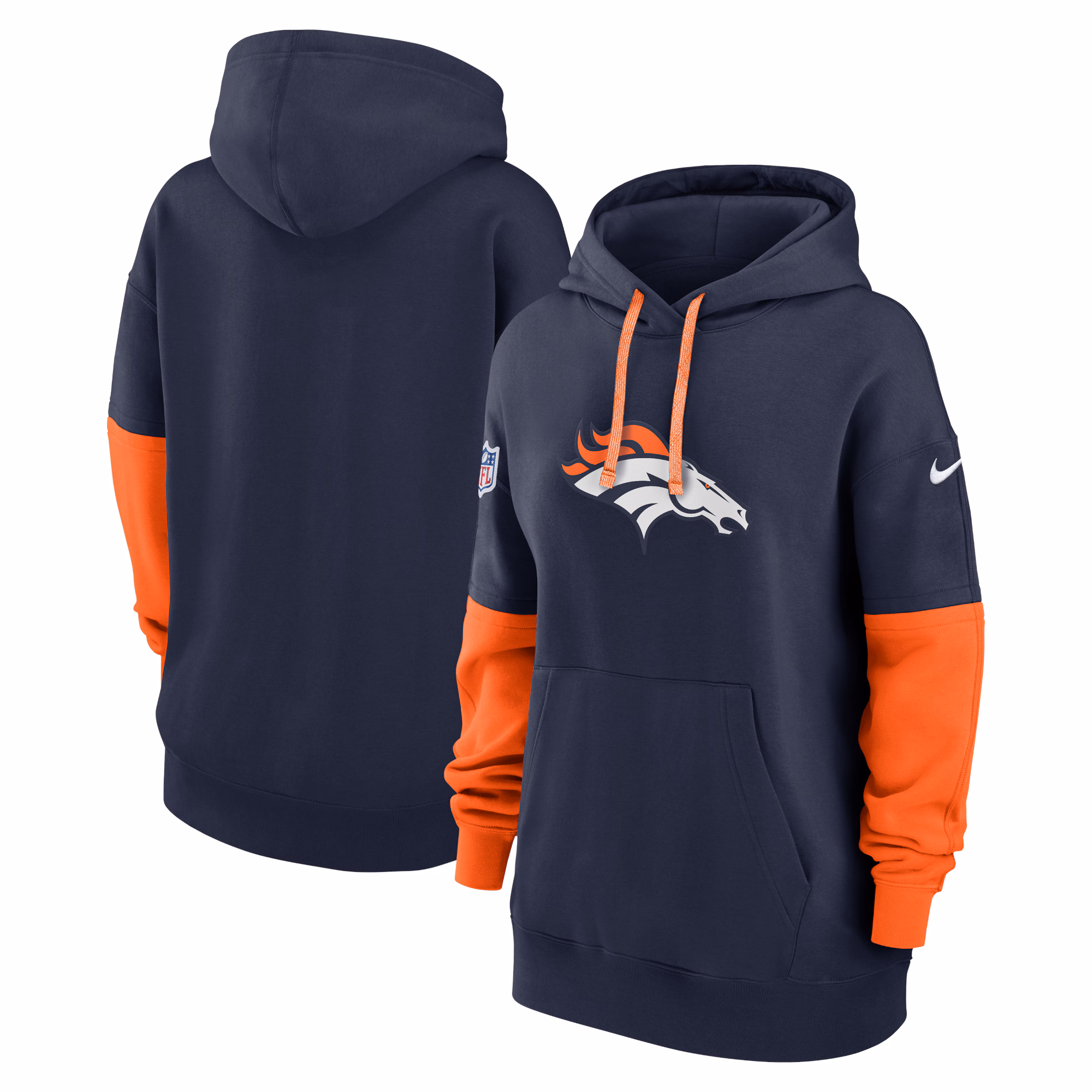 Denver Broncos Women's 2024 Sideline Essential Fleece Pullover Hoodie - Navy