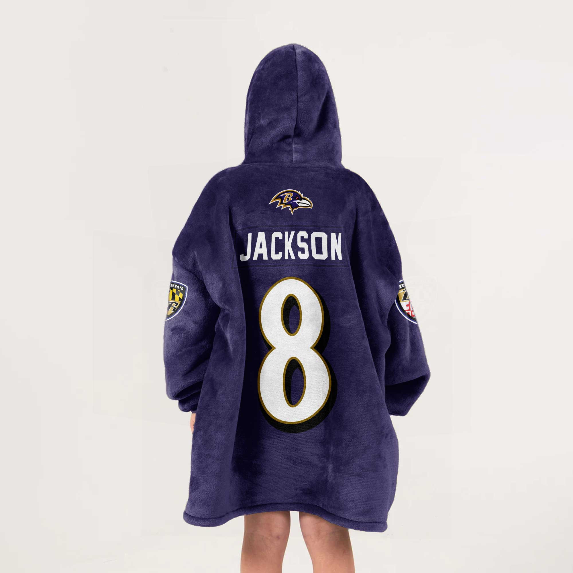 Adult L.J 8 Baltimore Football Unisex Blanket Hoodie