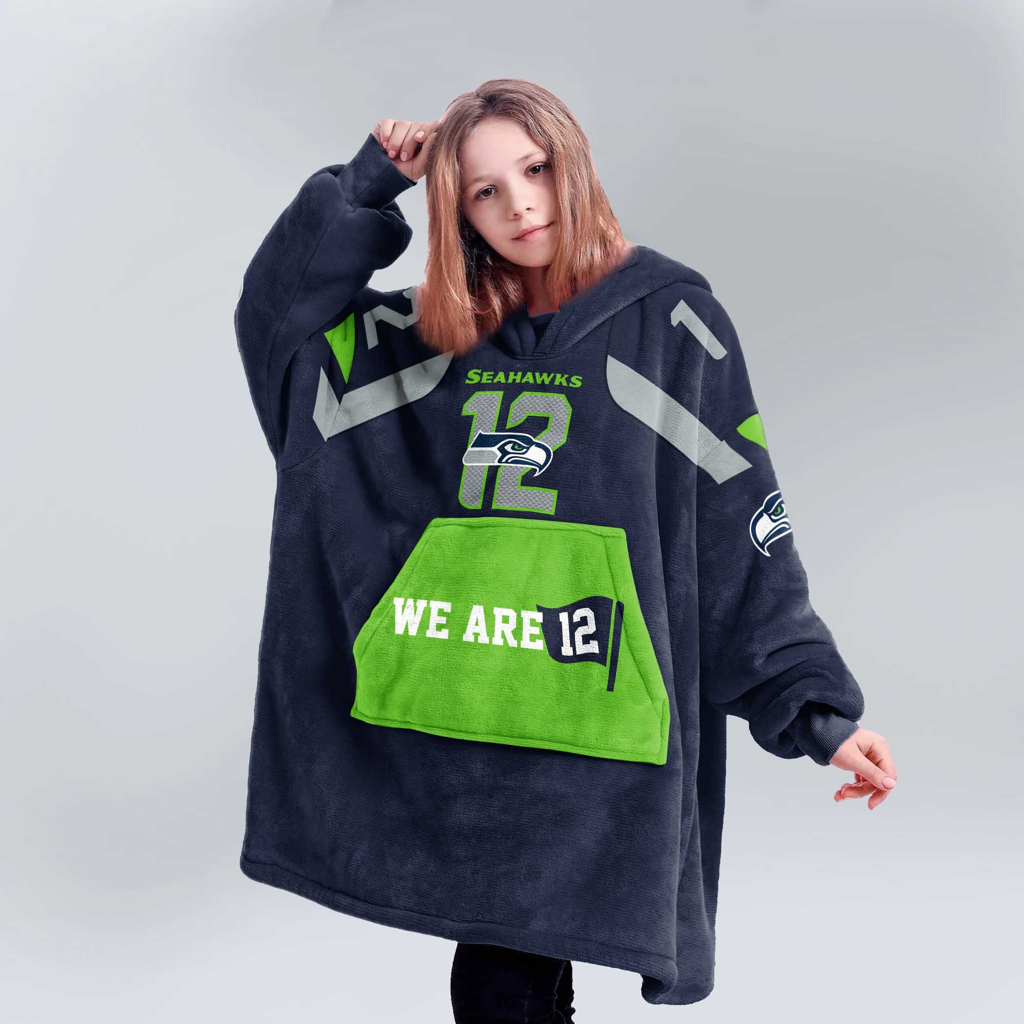 Kid We Are 12 Seattle Football Unisex Blanket Hoodie