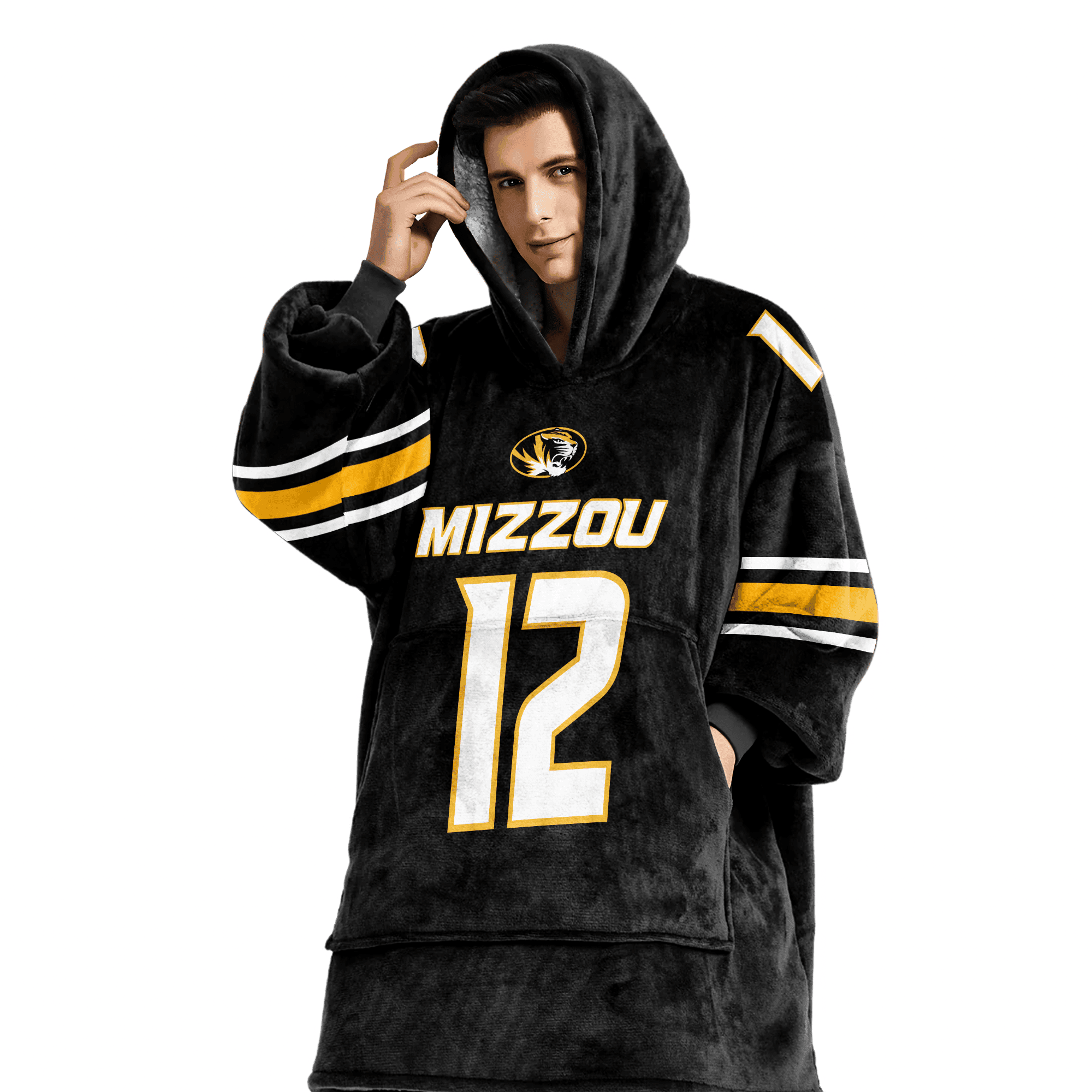 Adult 12 Missouri Football Unisex Blanket Hoodie