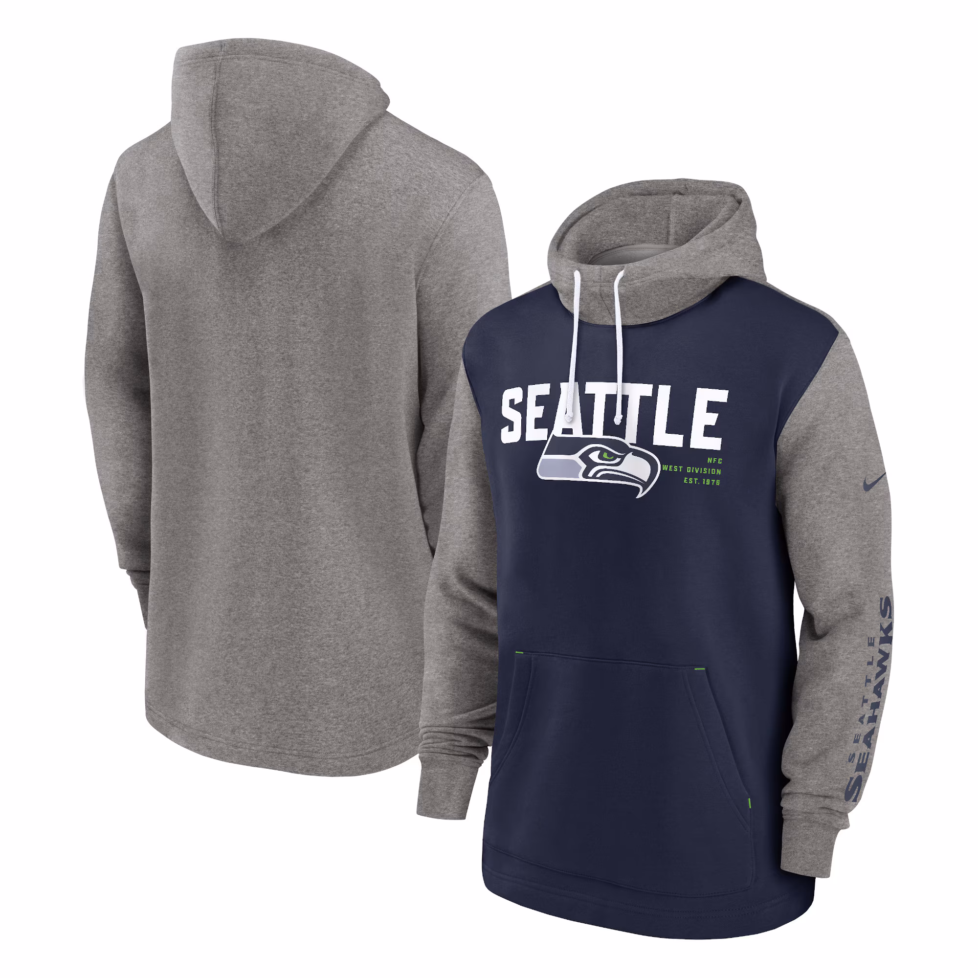 Seattle Seahawks Fashion Color Block Pullover Hoodie - College Navy