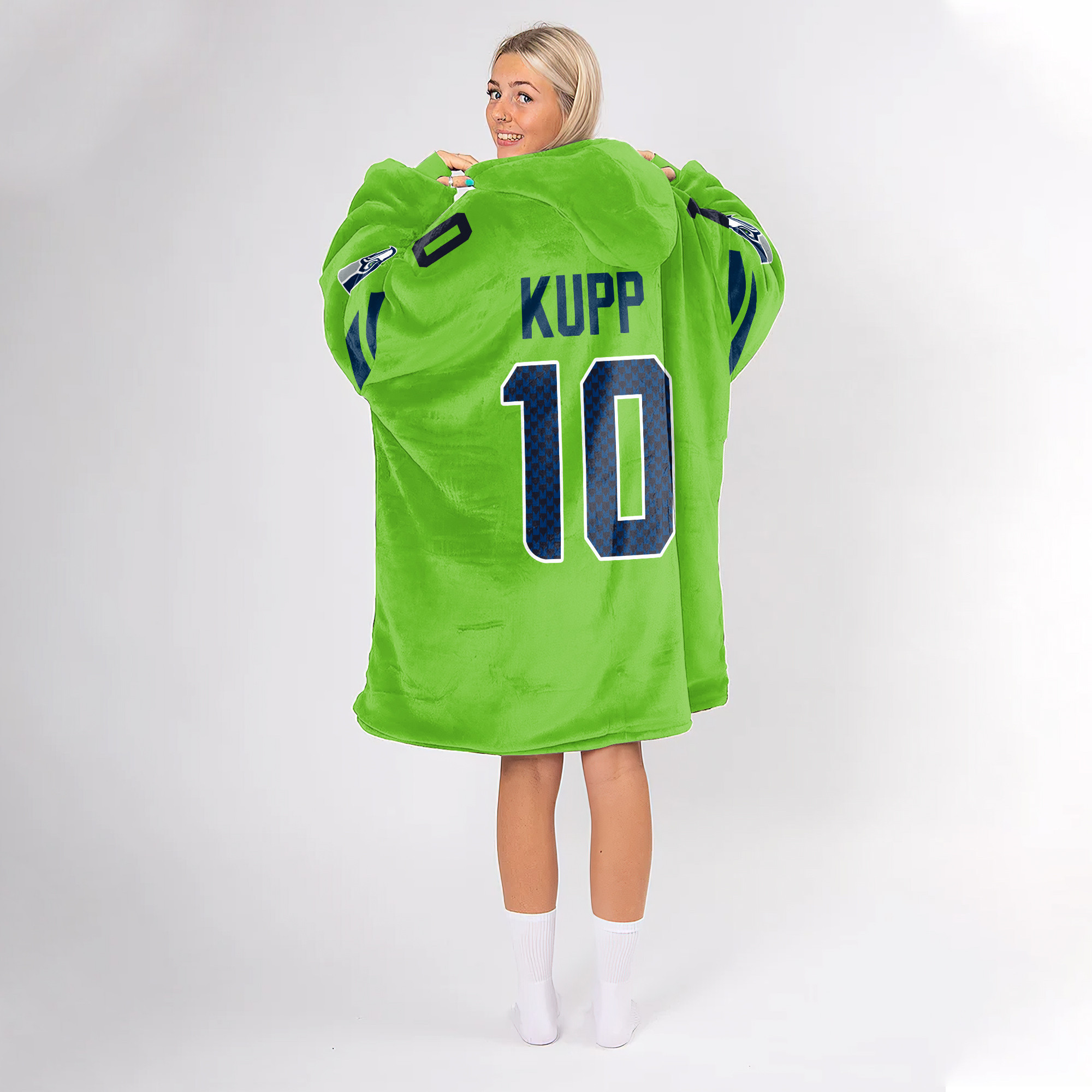 Adult 10 Seattle Football Unisex Blanket Hoodie