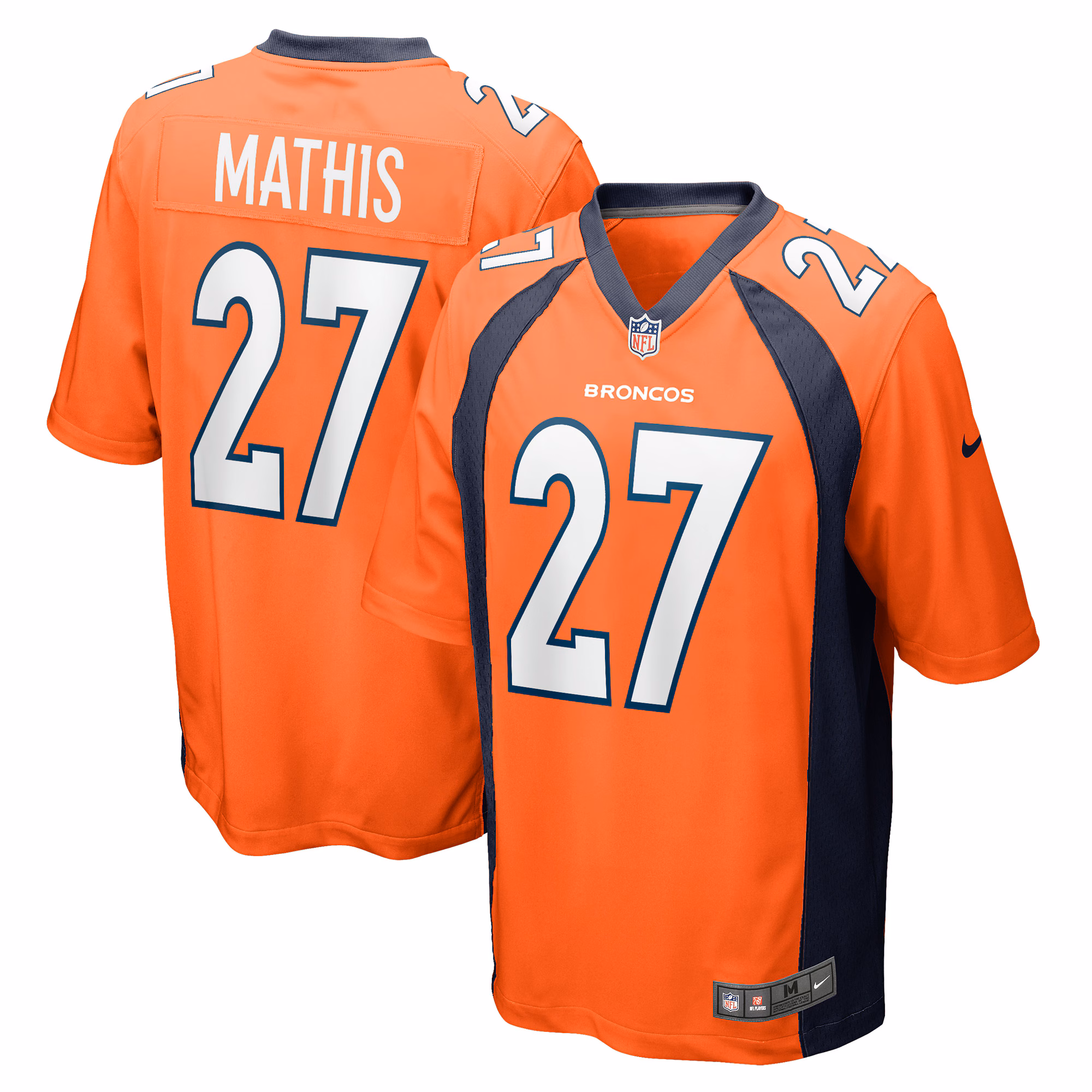 Damarri Mathis Denver Broncos Game Player Jersey - Orange