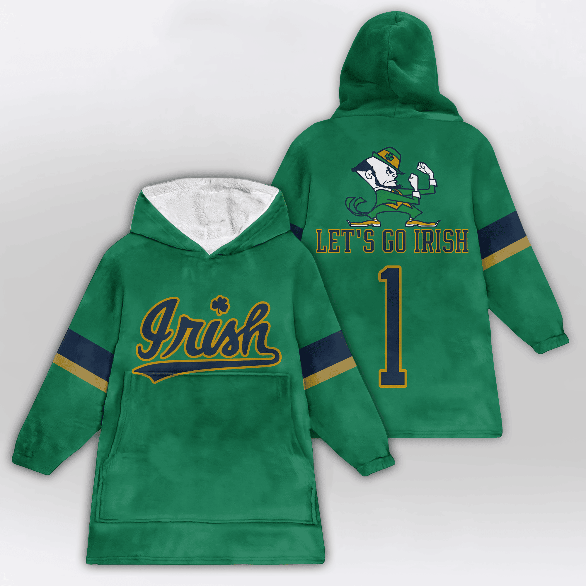 Kid 1 Notre Dame Football Unisex Blanket Hoodie